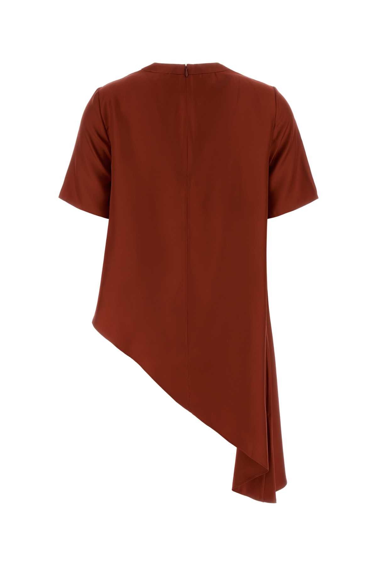 Loulou de Saison Tiziano Red Silk Madea T-Shirt Size XS / US 0-2 / IT 36-38 - 2 Thumbnail