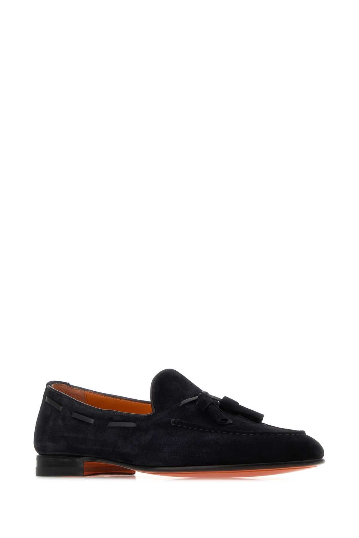 Santoni Midnight Blue Suede Loafers Size US 7 / EU 40 - 2 Thumbnail