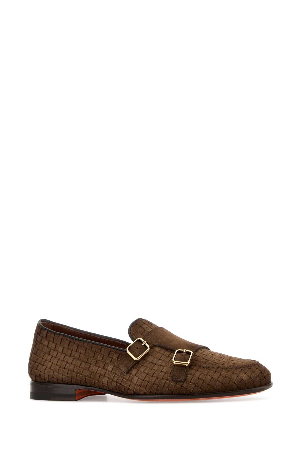 Santoni Brown Suede Scacco Loafers Size US 8 / EU 41 - 2 Thumbnail