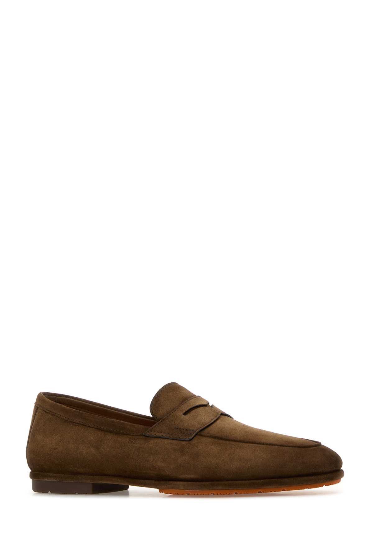 Santoni Brown Suede Carlo Loafers Size US 10 / EU 43 - 2 Thumbnail