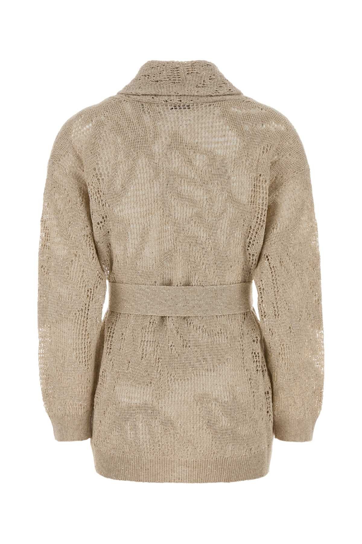 Brunello Cucinelli Beige Crochet Cardigan Size S / US 4 / IT 40 - 2 Thumbnail