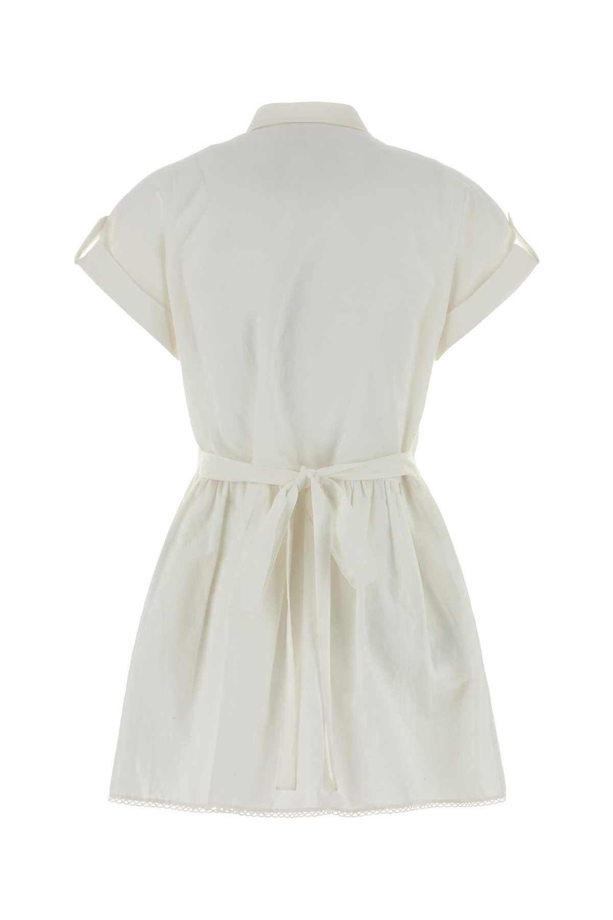 Miu Miu White Cotton Blend Dress Size S / US 4 / IT 40 - 2 Thumbnail