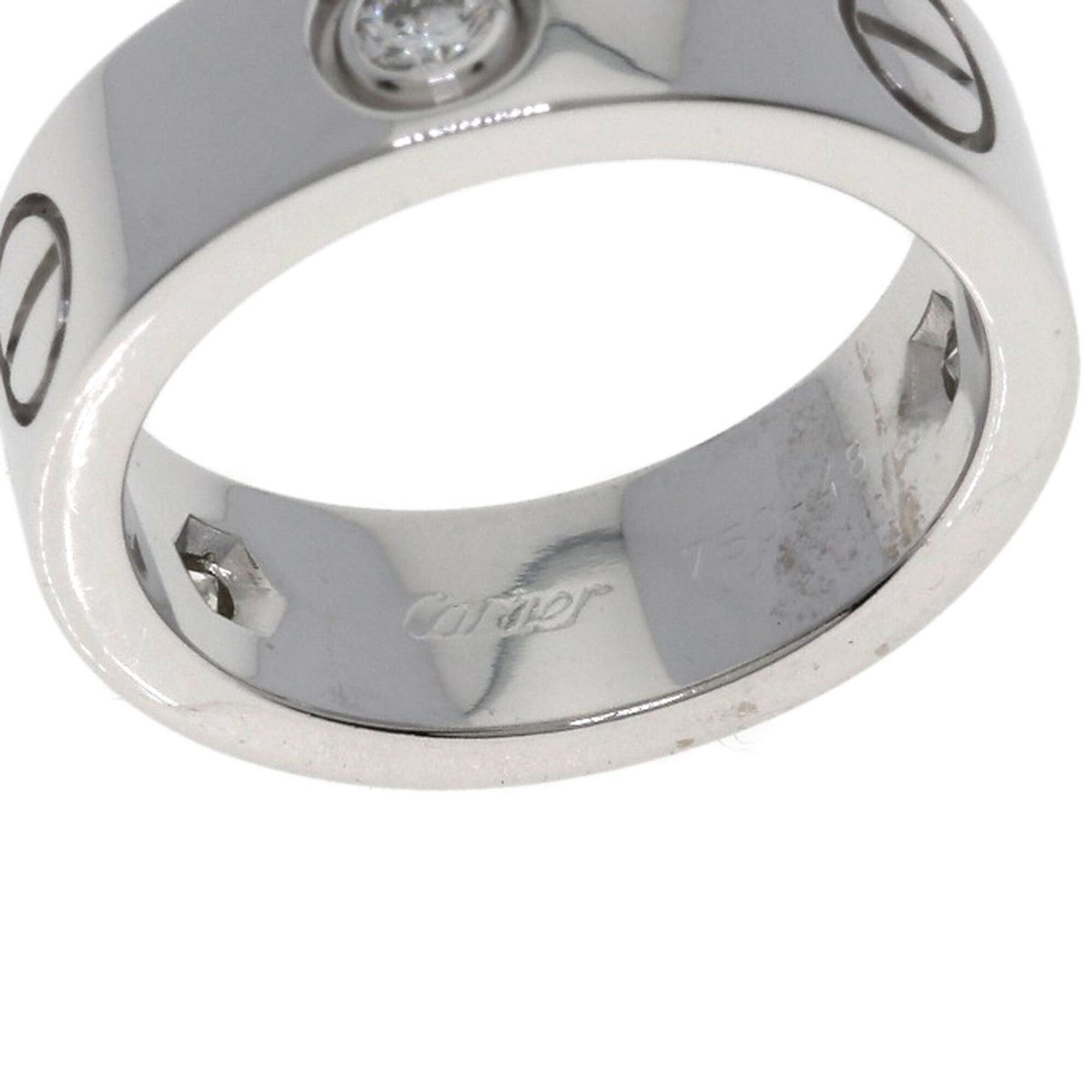 Cartier Cartier Love Ring, 3 Diamonds, Size 48, 18K White Gold, Women's CARTIER Size ONE SIZE - 5 Thumbnail
