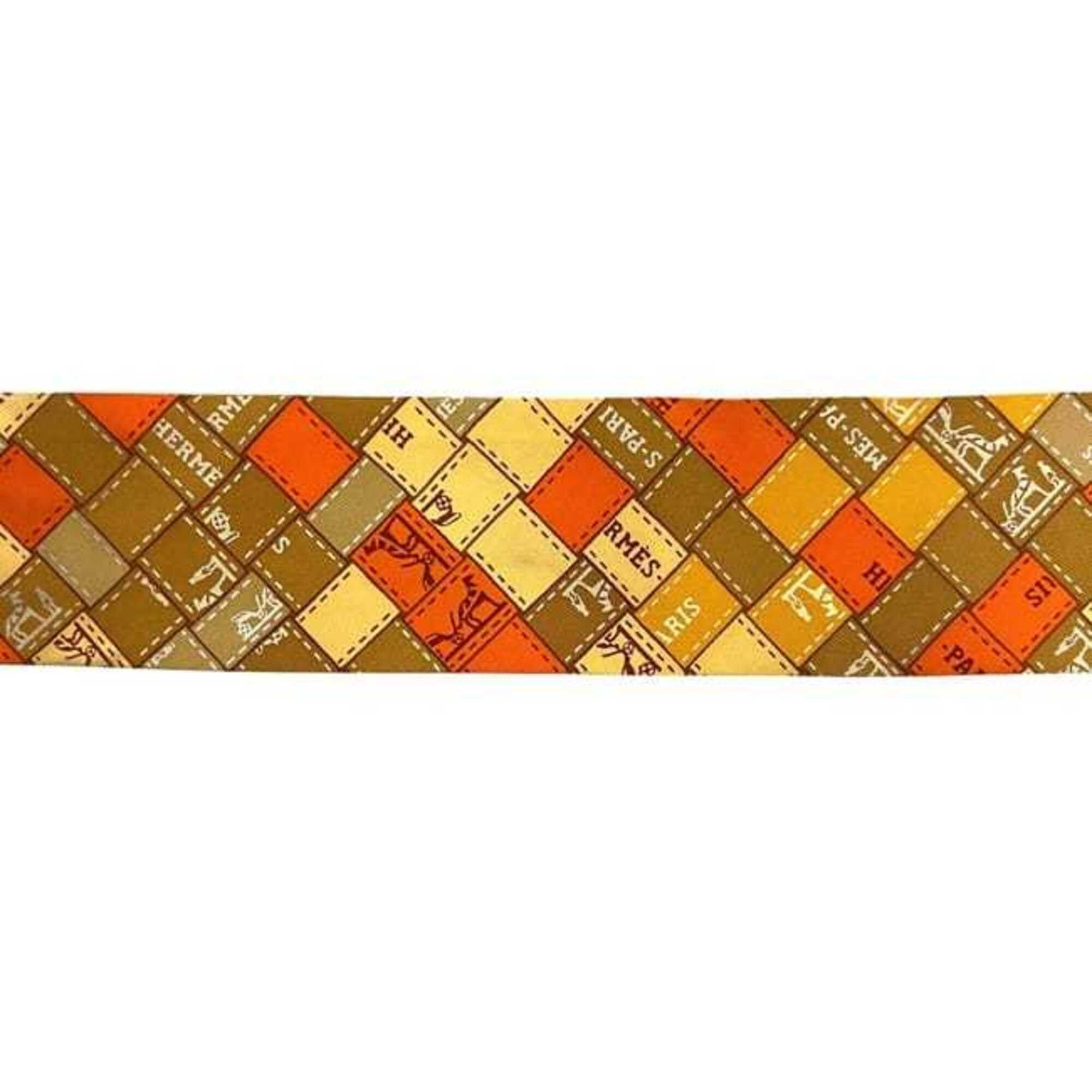 Hermes Hermes Ribbon Twilly Orange Scarf Muffler 100% Silk HERMES Size ONE SIZE - 9 Thumbnail