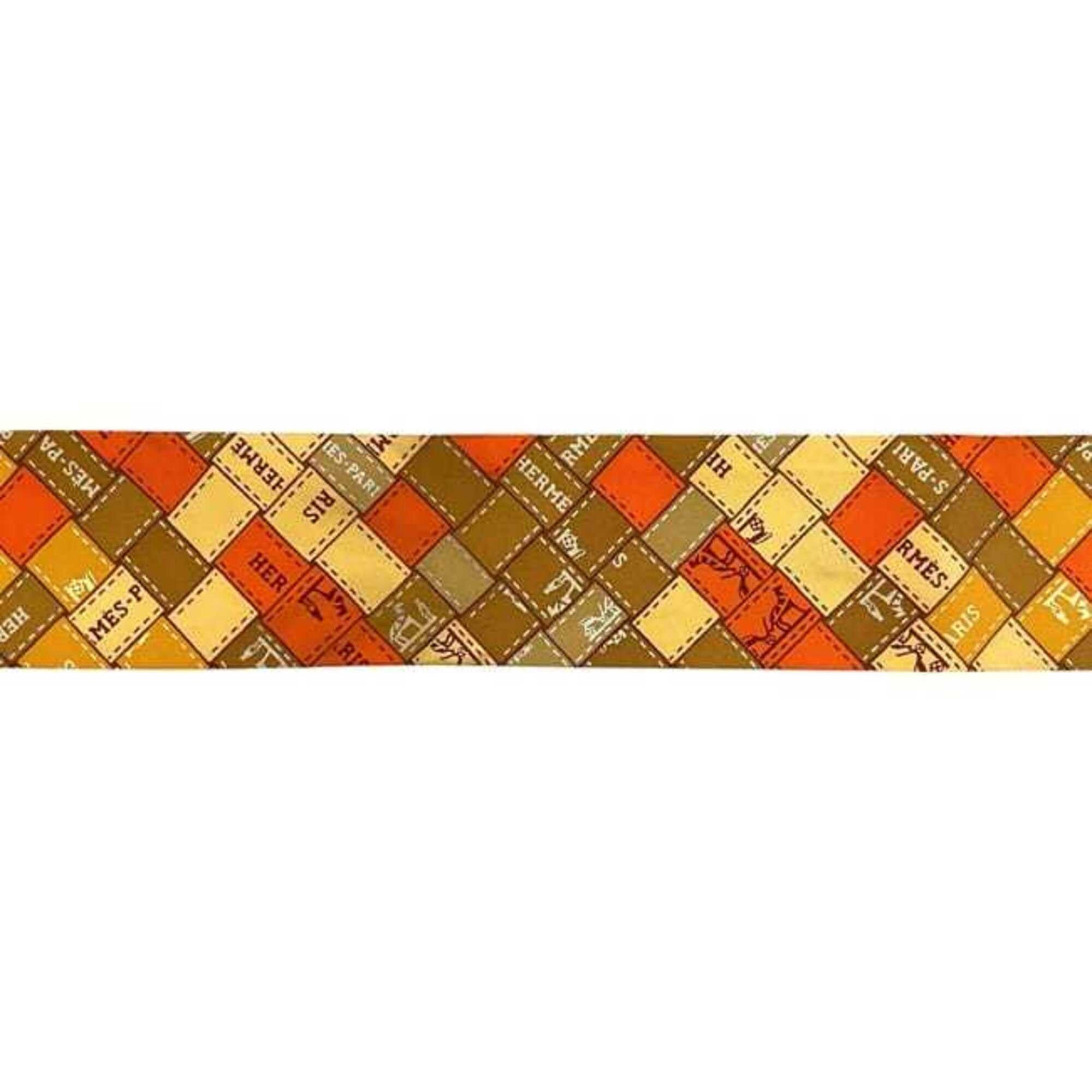 Hermes Hermes Ribbon Twilly Orange Scarf Muffler 100% Silk HERMES Size ONE SIZE - 10 Thumbnail