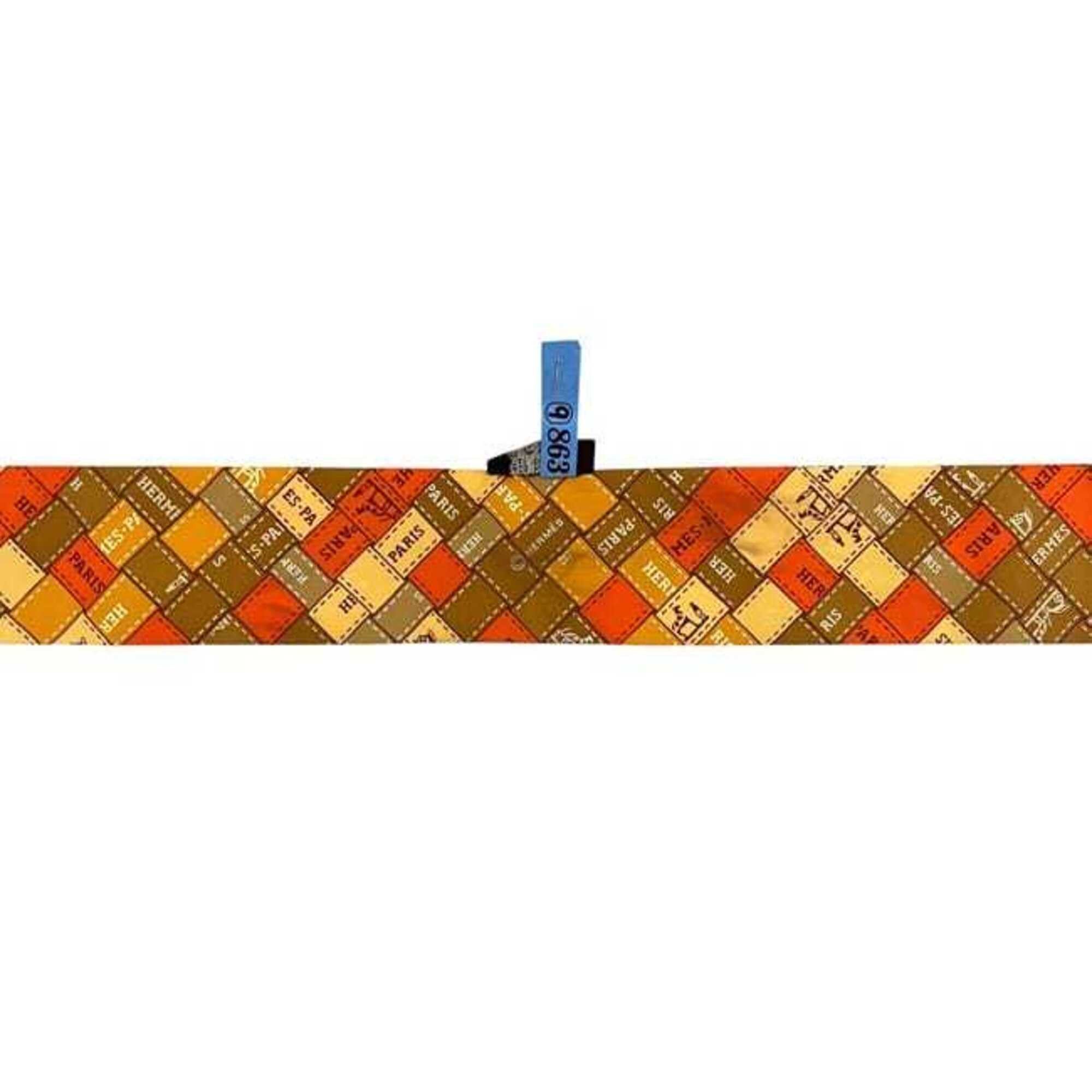 Hermes Hermes Ribbon Twilly Orange Scarf Muffler 100% Silk HERMES Size ONE SIZE - 6 Thumbnail