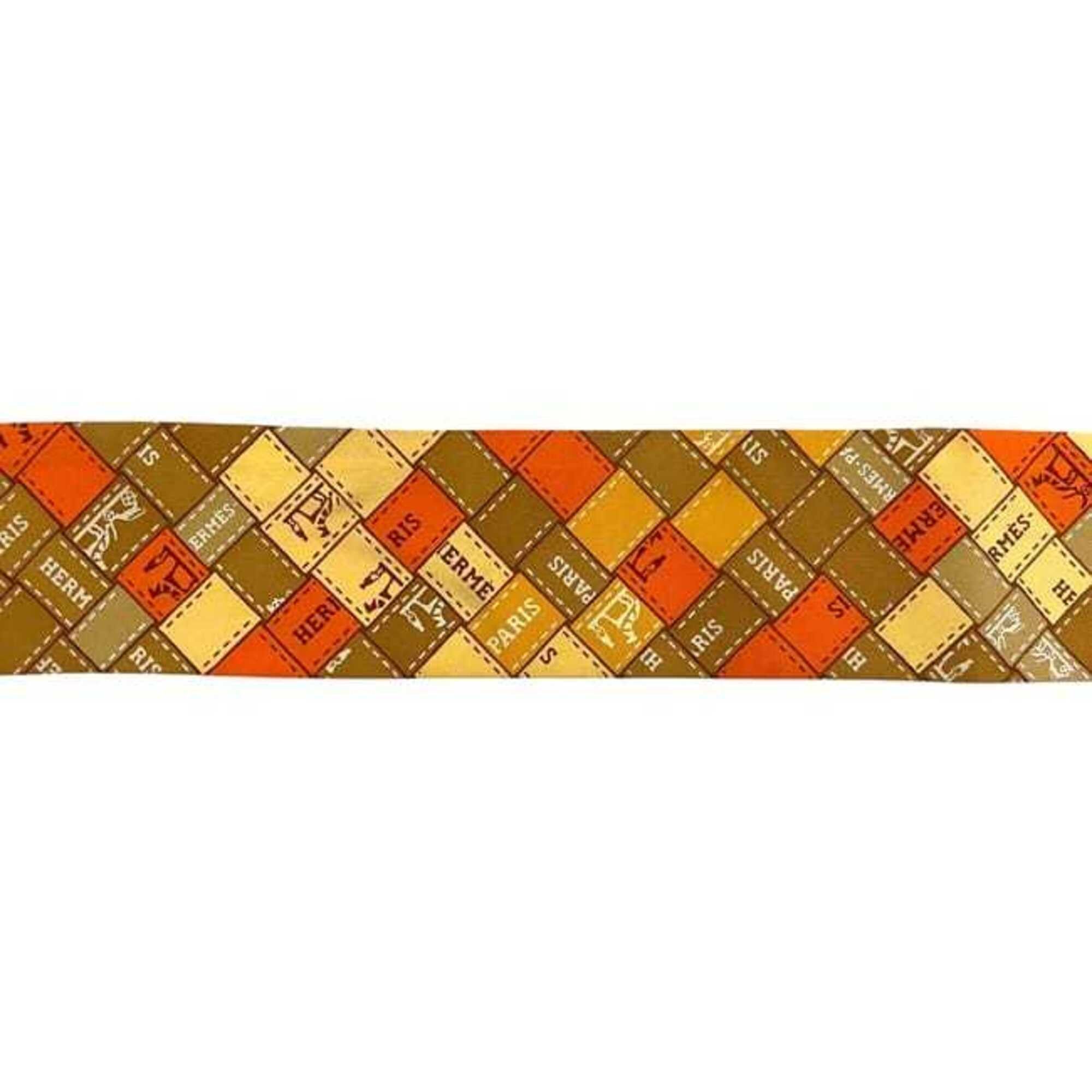 Hermes Hermes Ribbon Twilly Orange Scarf Muffler 100% Silk HERMES Size ONE SIZE - 11 Thumbnail