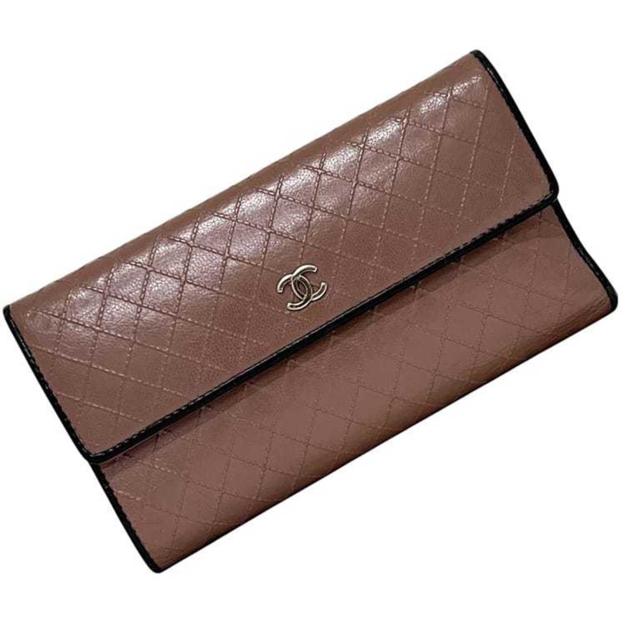 Chanel Chanel Tri-fold Long Wallet, Pink Beige, Black, Bicolore, Coco Mark, Leather, 1 CHANEL Size ONE SIZE - 2 Thumbnail