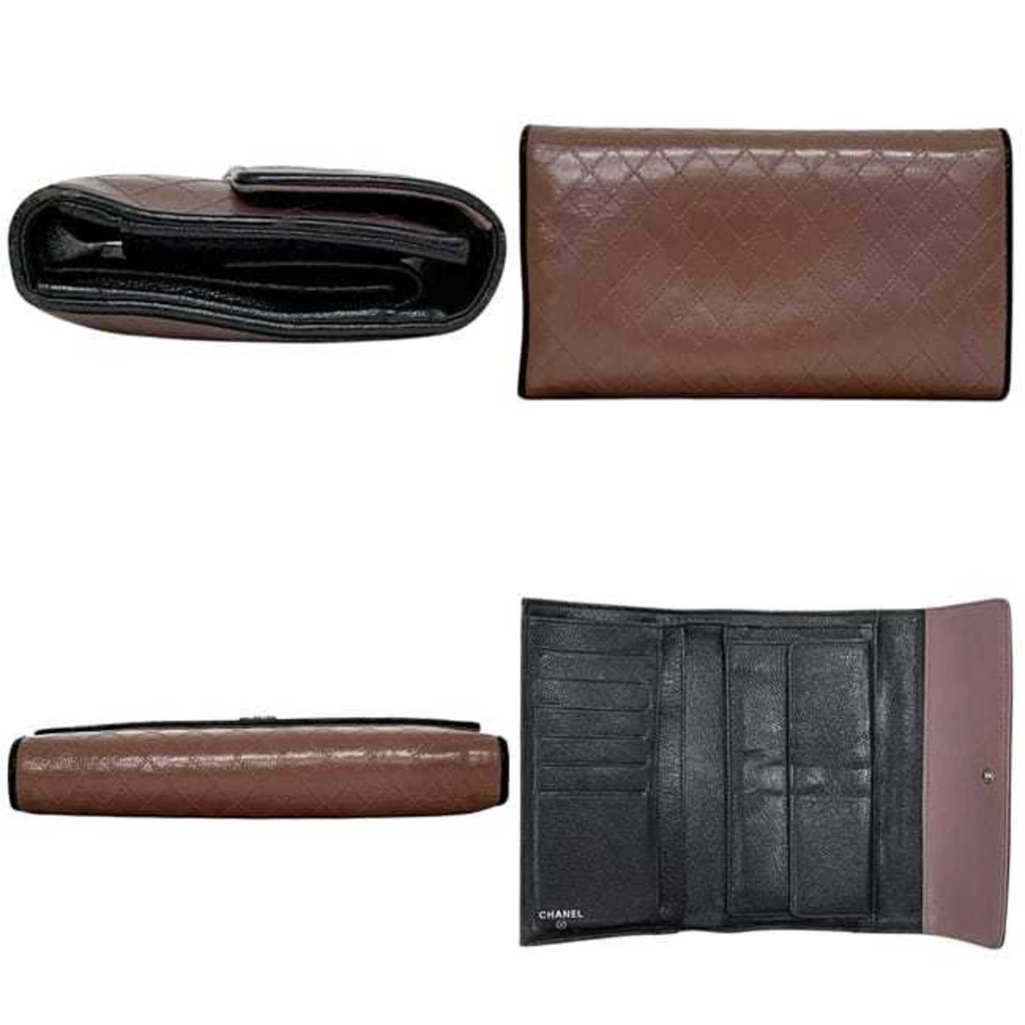 Chanel Chanel Tri-fold Long Wallet, Pink Beige, Black, Bicolore, Coco Mark, Leather, 1 CHANEL Size ONE SIZE - 3 Thumbnail