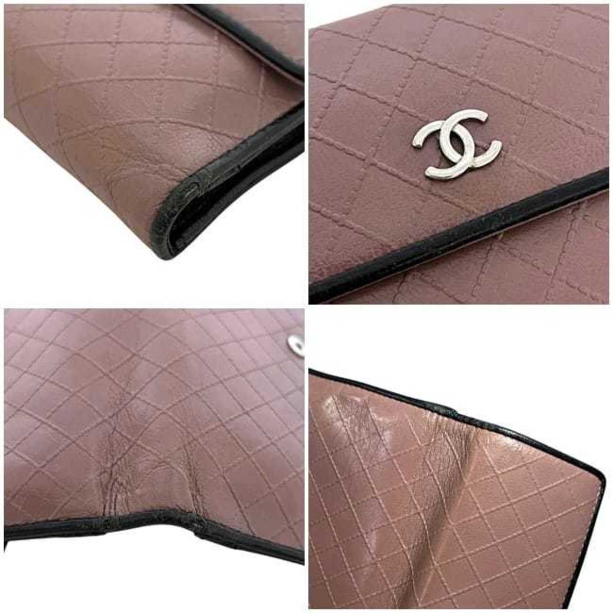 Chanel Chanel Tri-fold Long Wallet, Pink Beige, Black, Bicolore, Coco Mark, Leather, 1 CHANEL Size ONE SIZE - 7 Thumbnail