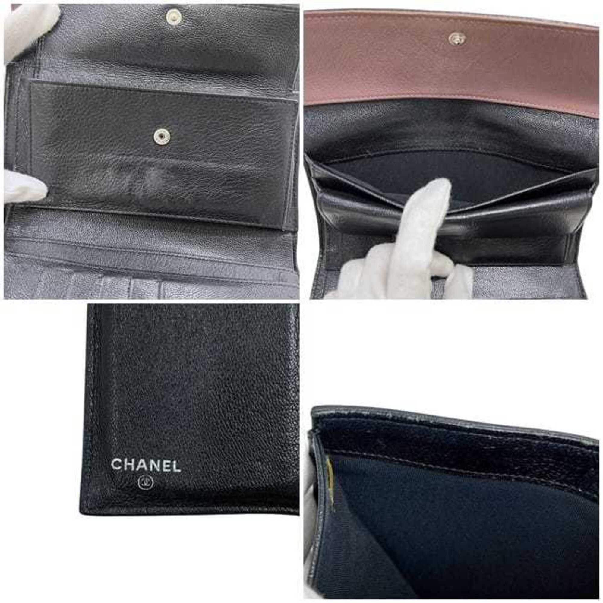 Chanel Chanel Tri-fold Long Wallet, Pink Beige, Black, Bicolore, Coco Mark, Leather, 1 CHANEL Size ONE SIZE - 6 Thumbnail