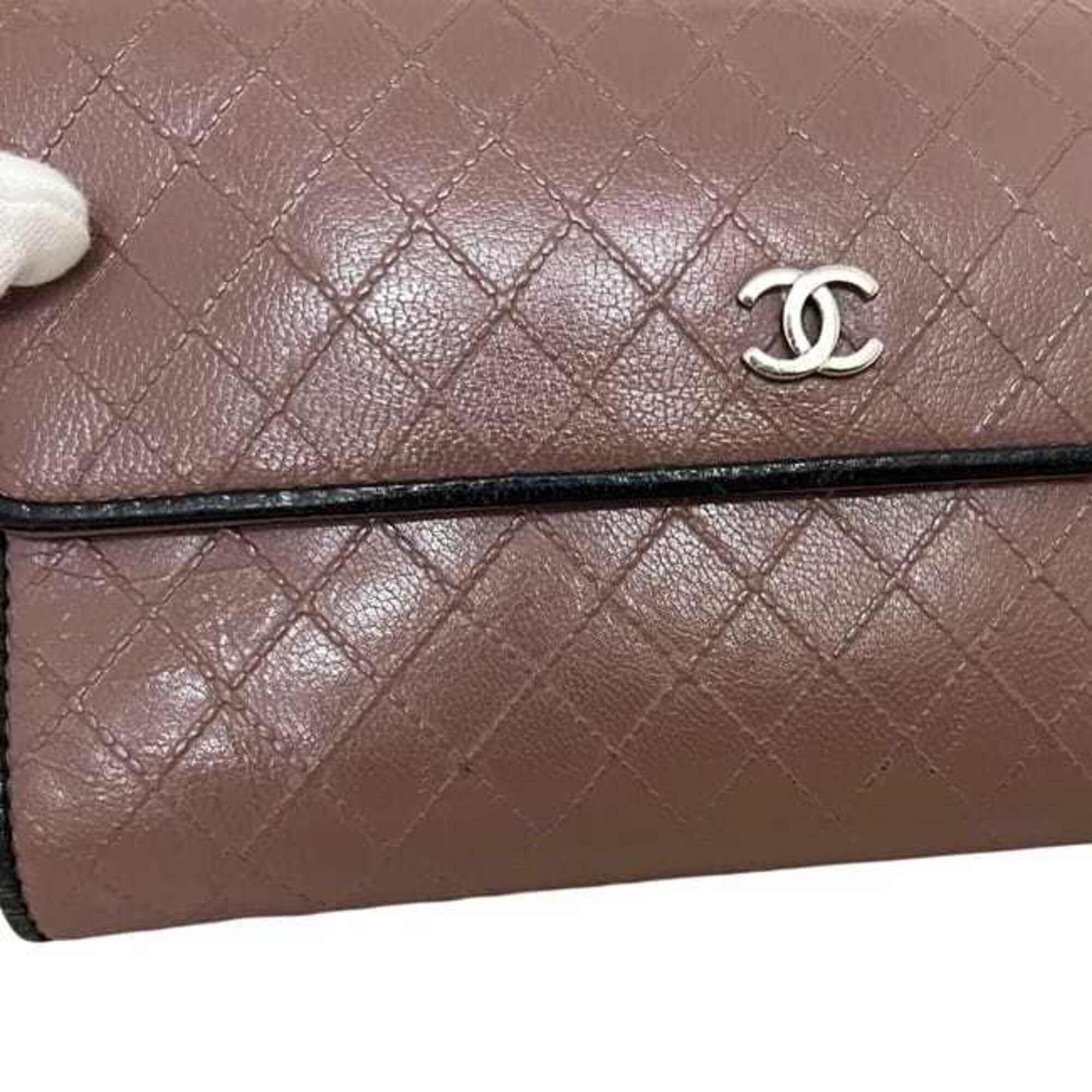 Chanel Chanel Tri-fold Long Wallet, Pink Beige, Black, Bicolore, Coco Mark, Leather, 1 CHANEL Size ONE SIZE - 9 Thumbnail