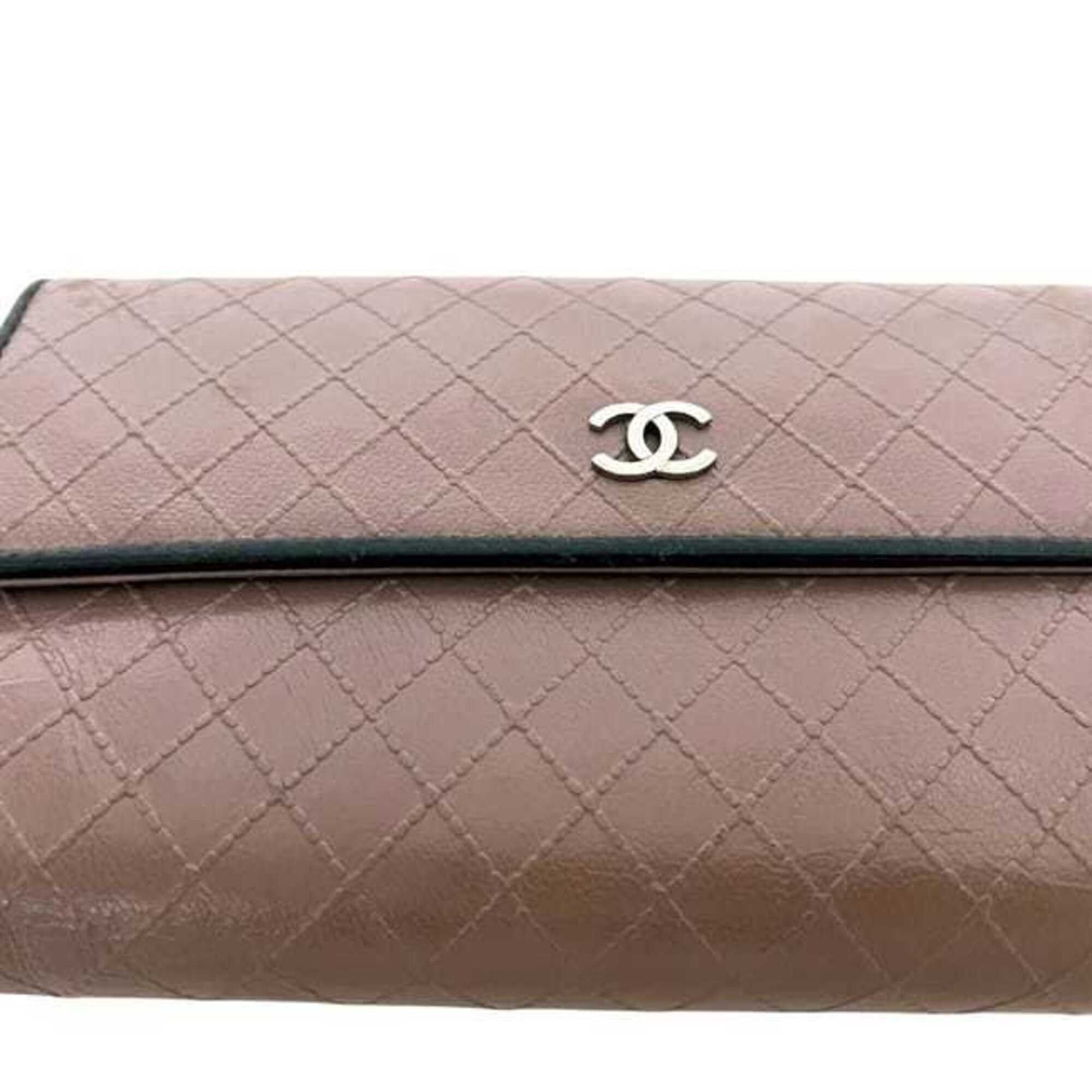 Chanel Chanel Tri-fold Long Wallet, Pink Beige, Black, Bicolore, Coco Mark, Leather, 1 CHANEL Size ONE SIZE - 8 Thumbnail