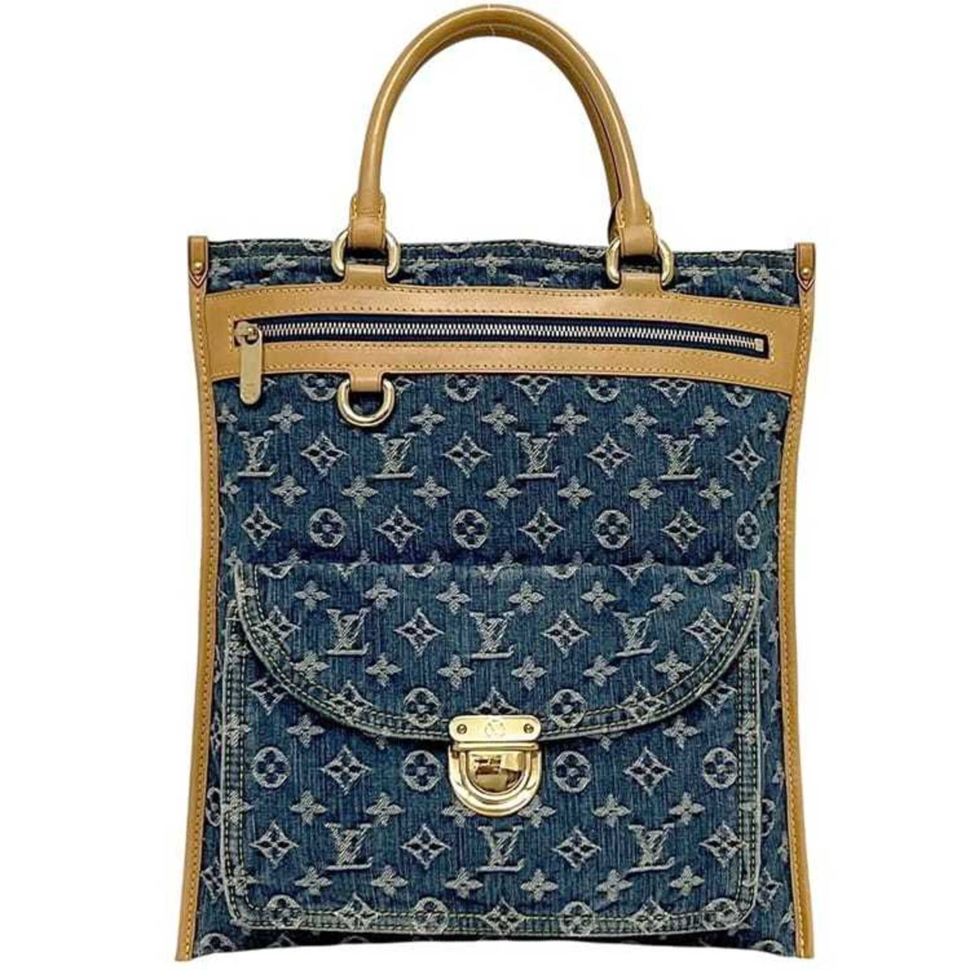 Louis Vuitton Louis Vuitton Flat Shopper Bag, Blue, Monogram Denim, M95018, Tote Natural Leather, AS0055 LOUIS VUITTON Size ONE SIZE - 2 Thumbnail