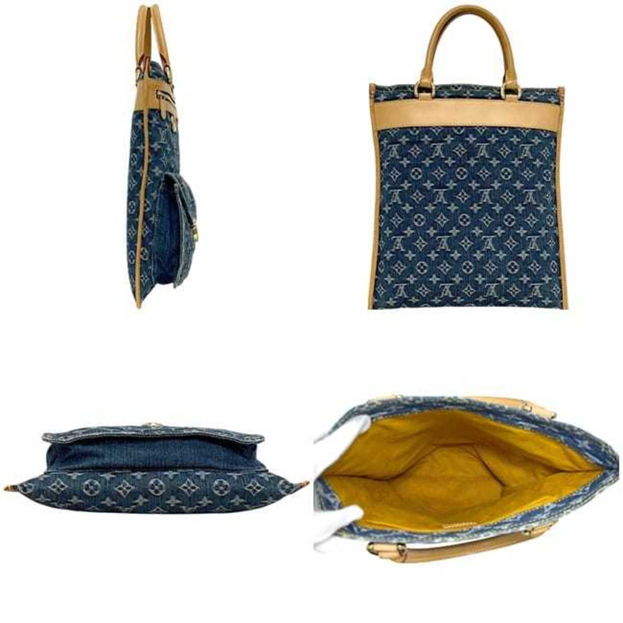 Louis Vuitton Louis Vuitton Flat Shopper Bag, Blue, Monogram Denim, M95018, Tote Natural Leather, AS0055 LOUIS VUITTON Size ONE SIZE - 3 Thumbnail