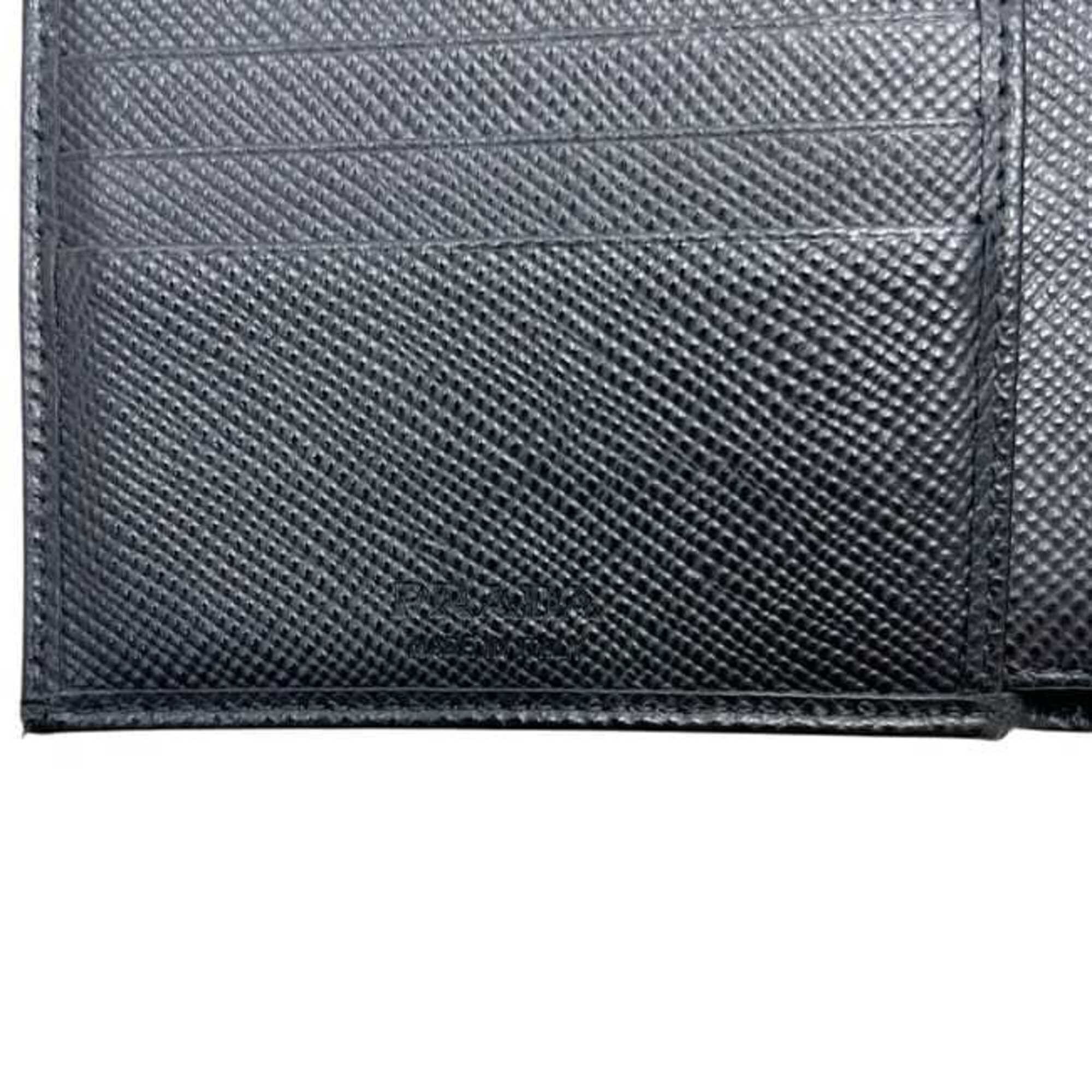 Prada Prada bi-fold wallet, black (NERO), 2MO738, Saffiano leather, CUIR 62 A PRADA Size ONE SIZE - 9 Thumbnail