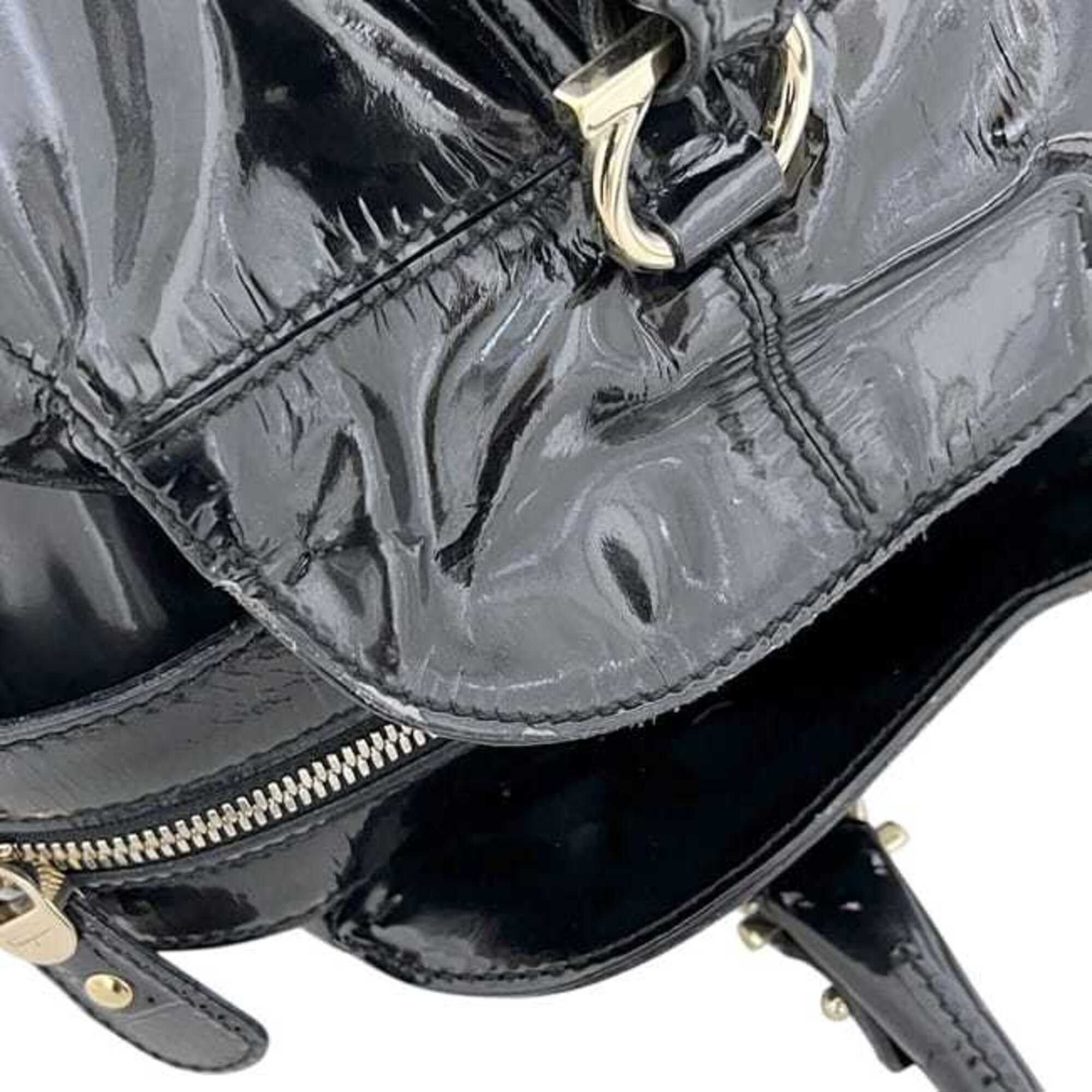 Salvatore Ferragamo Salvatore Ferragamo Tote Bag, Black, Gancini Design, AU-21 7472, Patent Leather Size ONE SIZE - 9 Thumbnail