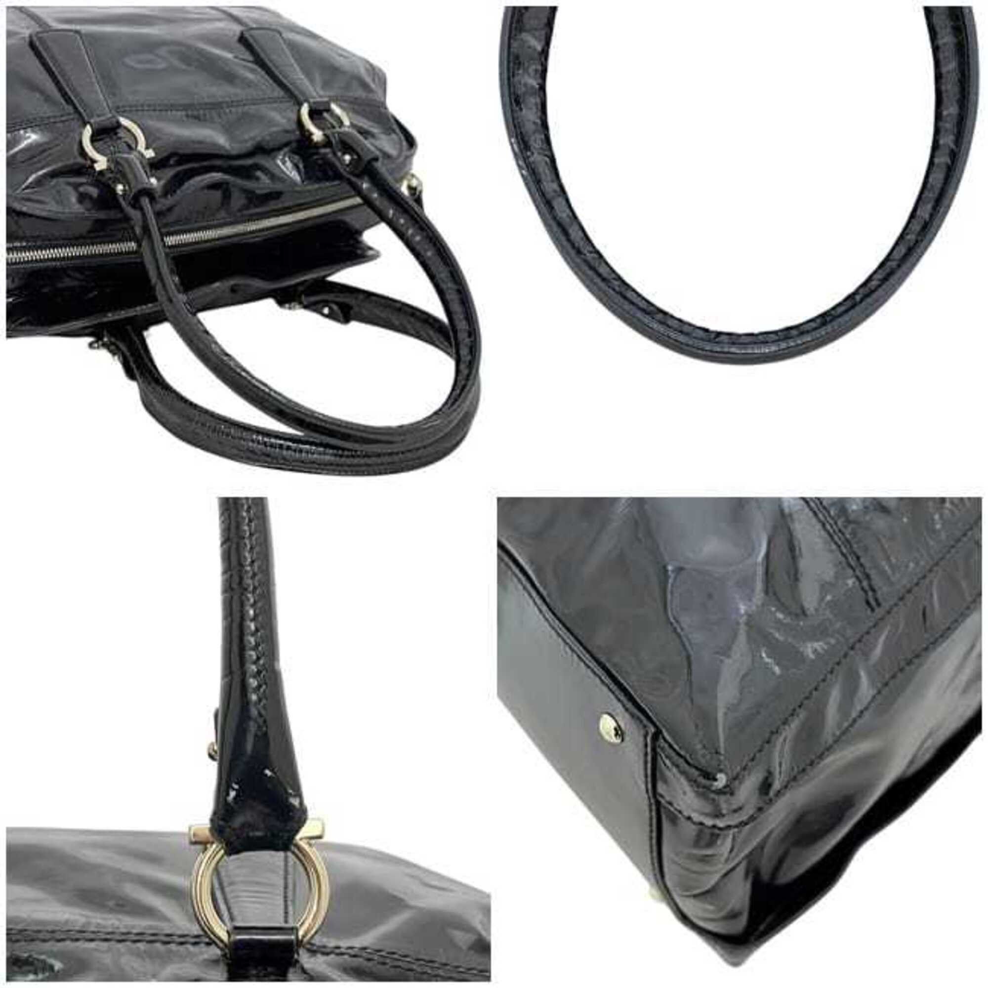 Salvatore Ferragamo Salvatore Ferragamo Tote Bag, Black, Gancini Design, AU-21 7472, Patent Leather Size ONE SIZE - 5 Thumbnail