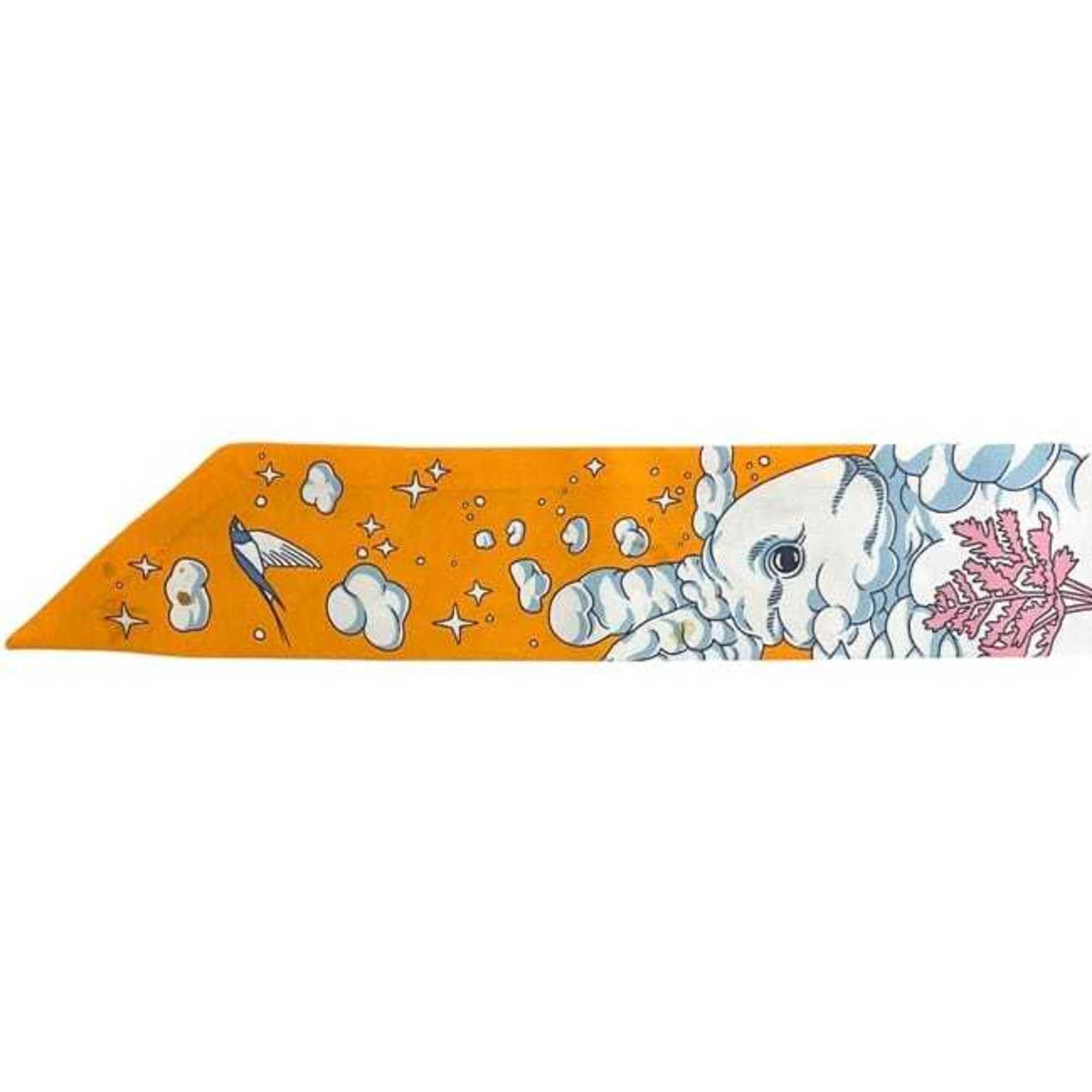 Hermes Hermes Ribbon Twilly Light Blue Orange Animal Print Scarf Muffler 100% Silk HERMES Size ONE SIZE - 7 Thumbnail