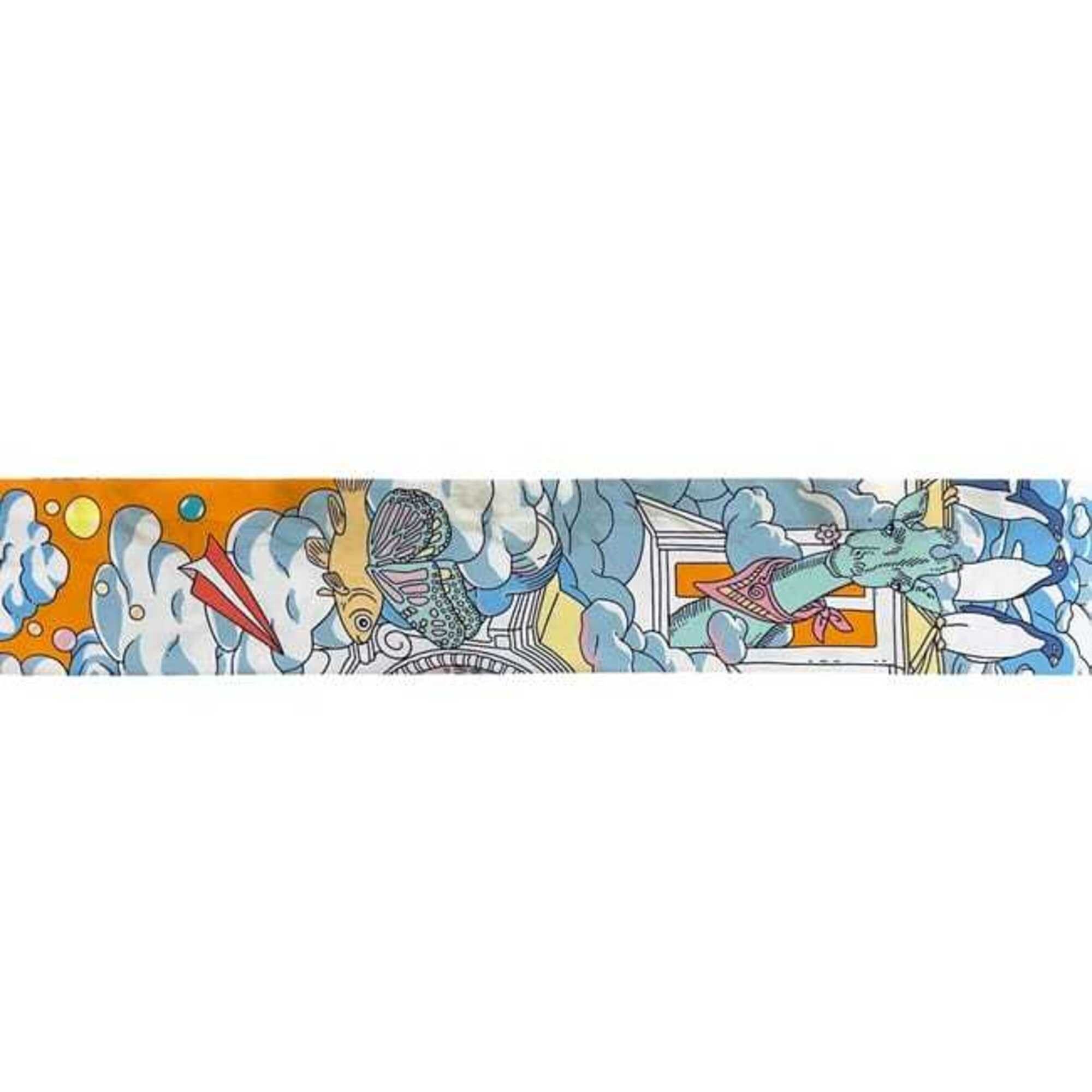 Hermes Hermes Ribbon Twilly Light Blue Orange Animal Print Scarf Muffler 100% Silk HERMES Size ONE SIZE - 6 Thumbnail