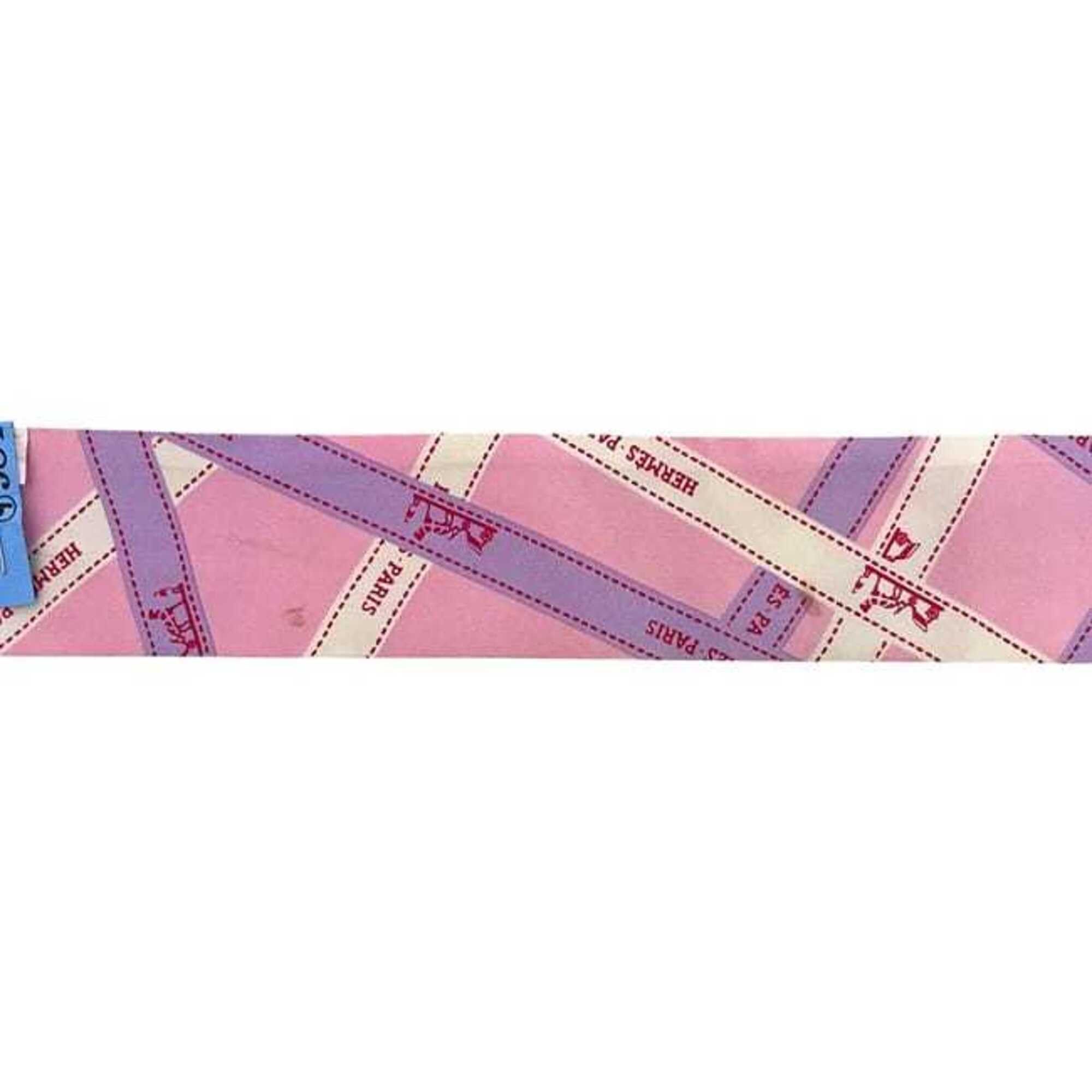 Hermes Hermes Ribbon Twilly Pink Boldic Pattern Scarf Muffler 100% Silk HERMES Size ONE SIZE - 6 Thumbnail