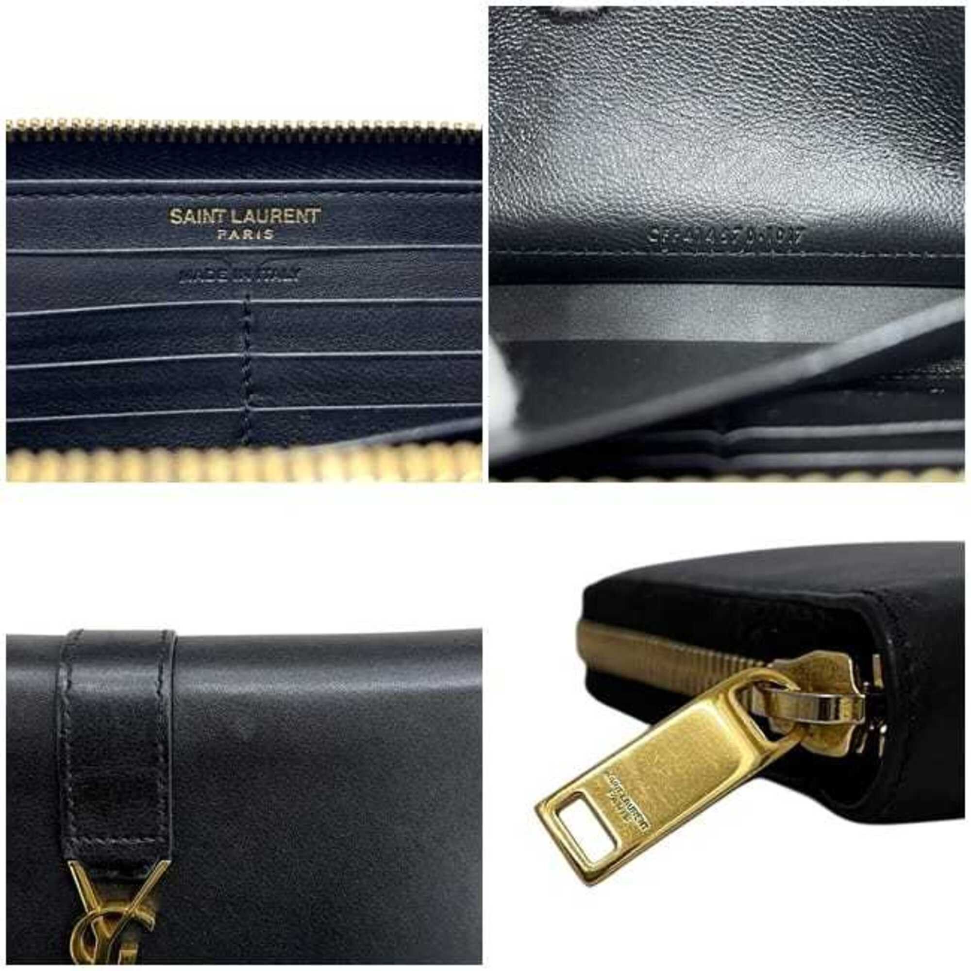 Saint Laurent Paris Saint Laurent Round Long Wallet, Black, Cassandra CFP 414570 1017, YSL Leather, SAINT LAURENT PARIS Size ONE SIZE - 10 Thumbnail
