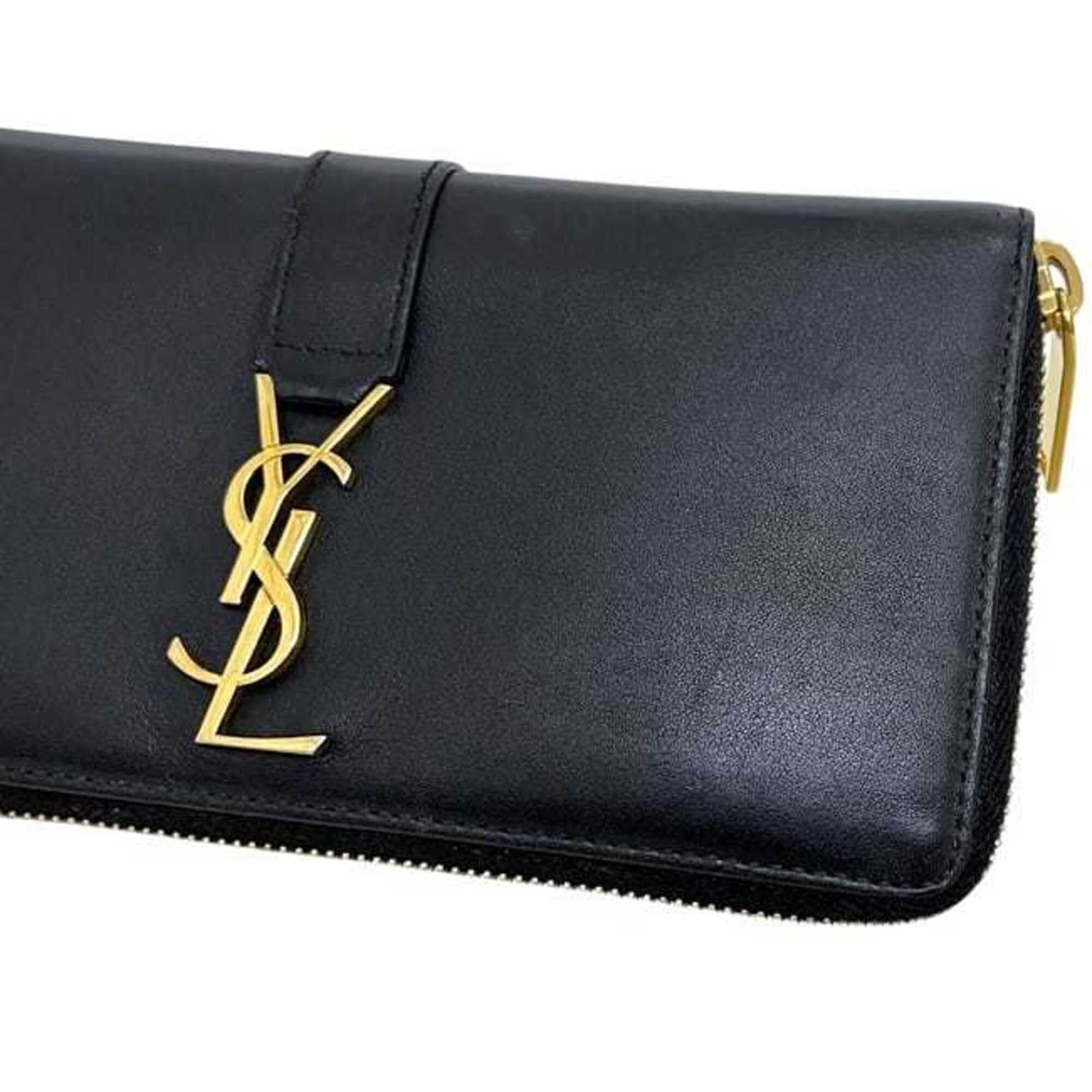 Saint Laurent Paris Saint Laurent Round Long Wallet, Black, Cassandra CFP 414570 1017, YSL Leather, SAINT LAURENT PARIS Size ONE SIZE - 7 Thumbnail