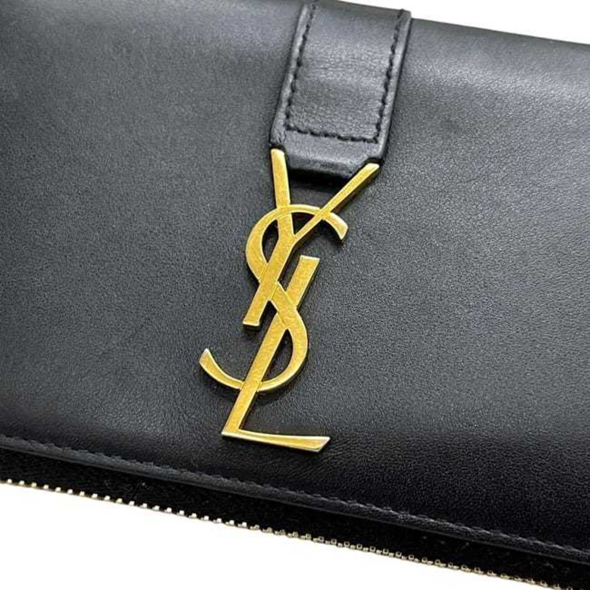 Saint Laurent Paris Saint Laurent Round Long Wallet, Black, Cassandra CFP 414570 1017, YSL Leather, SAINT LAURENT PARIS Size ONE SIZE - 9 Thumbnail