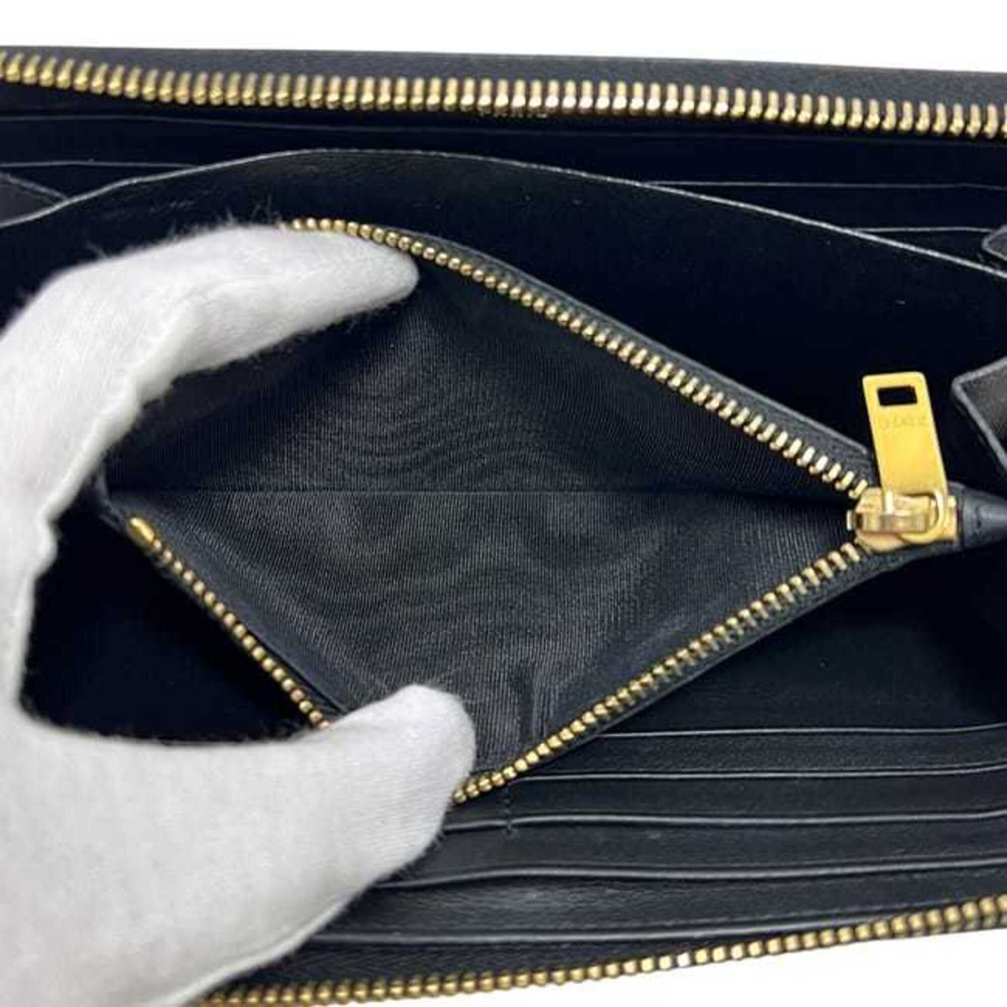 Saint Laurent Paris Saint Laurent Round Long Wallet, Black, Cassandra CFP 414570 1017, YSL Leather, SAINT LAURENT PARIS Size ONE SIZE - 4 Thumbnail
