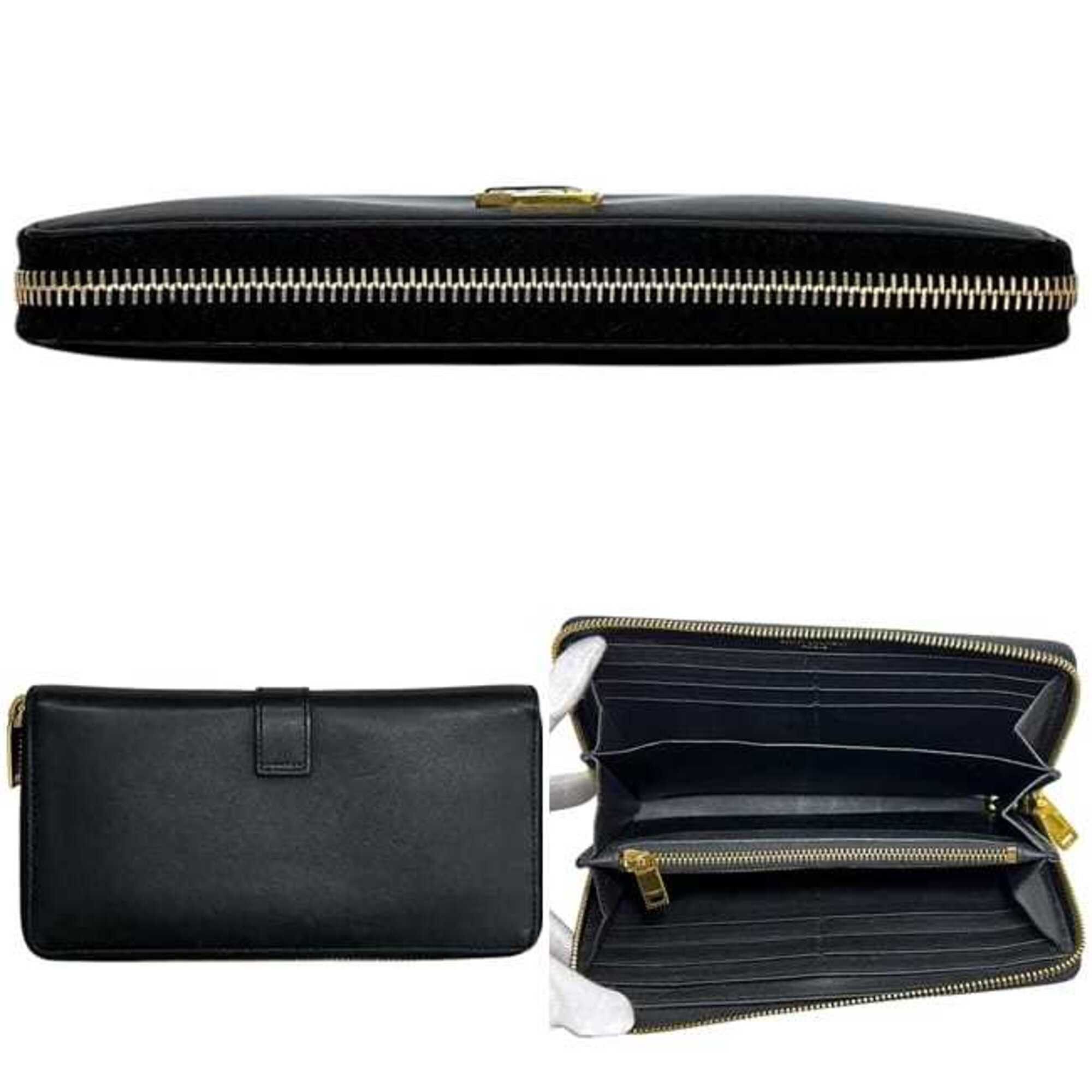 Saint Laurent Paris Saint Laurent Round Long Wallet, Black, Cassandra CFP 414570 1017, YSL Leather, SAINT LAURENT PARIS Size ONE SIZE - 3 Thumbnail