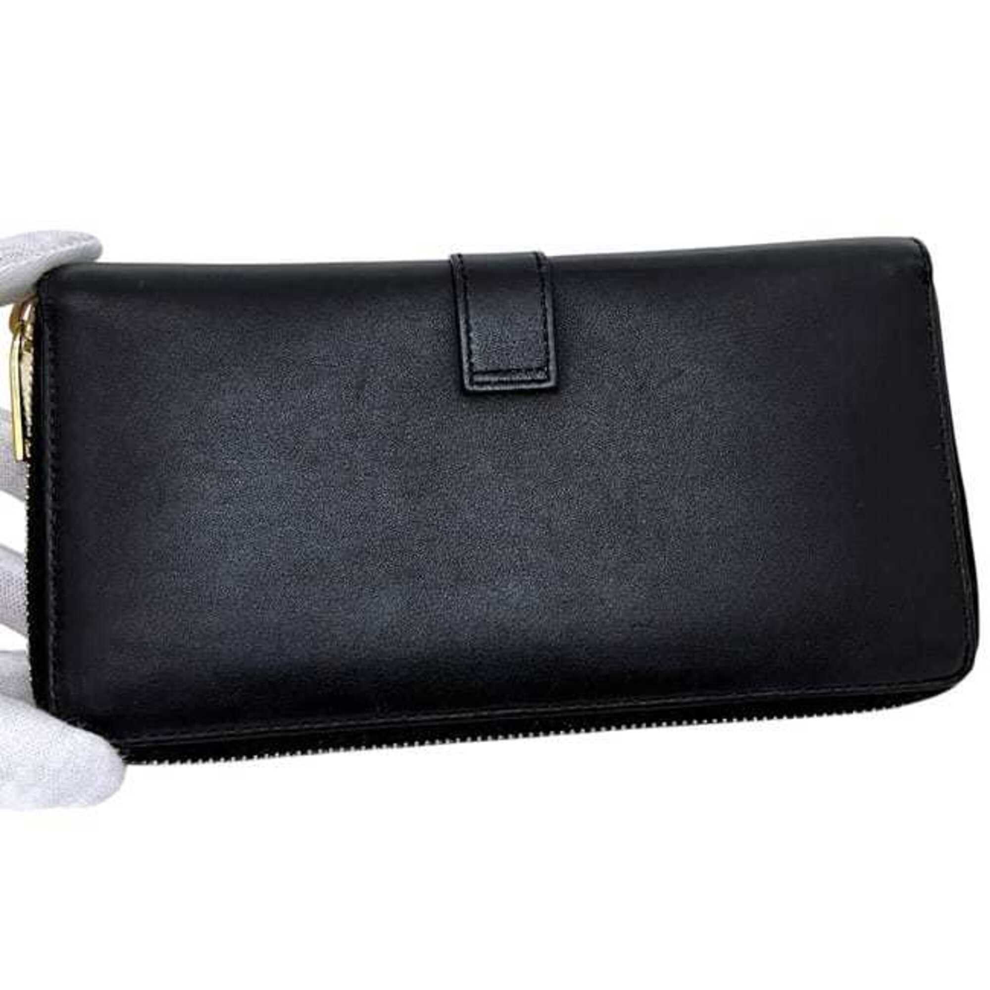 Saint Laurent Paris Saint Laurent Round Long Wallet, Black, Cassandra CFP 414570 1017, YSL Leather, SAINT LAURENT PARIS Size ONE SIZE - 6 Thumbnail