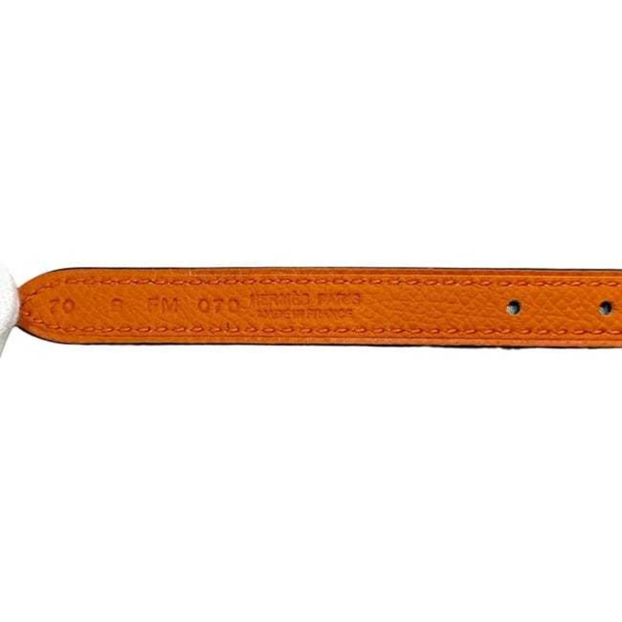 Hermes Hermes belt, black and orange, reversible, waist, 71cm, 13mm, leather (Veau Swift Veau Epsom), B stamp. Size ONE SIZE - 5 Thumbnail