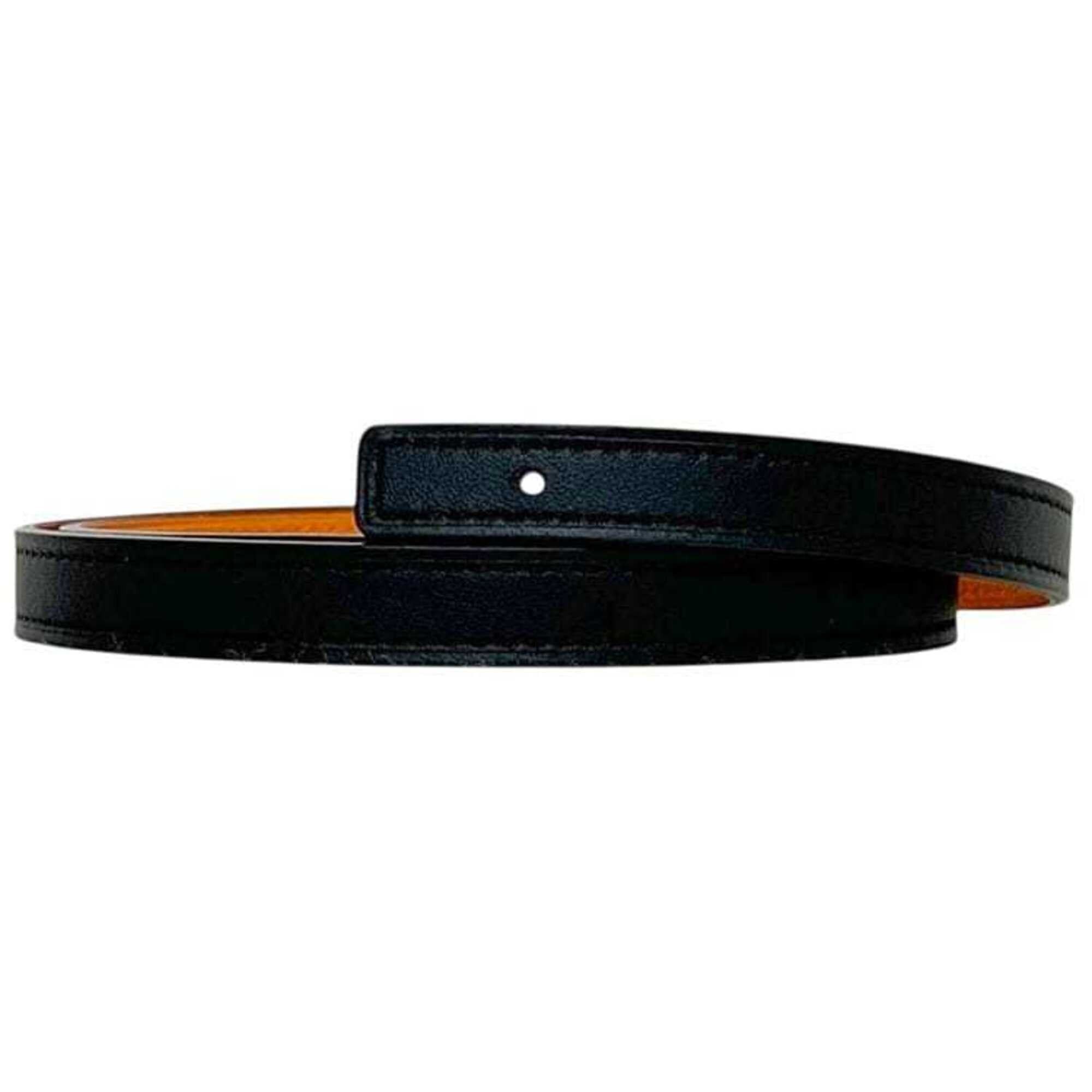 Hermes Hermes belt, black and orange, reversible, waist, 71cm, 13mm, leather (Veau Swift Veau Epsom), B stamp. Size ONE SIZE - 2 Thumbnail