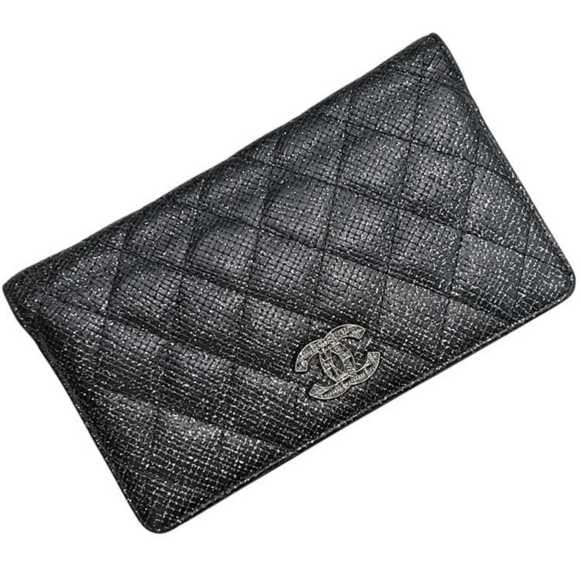 Chanel Chanel bi-fold long wallet, black, glitter, Matelassé, Coco Mark, caviar leather, serial number 19 series. Size ONE SIZE - 2 Thumbnail