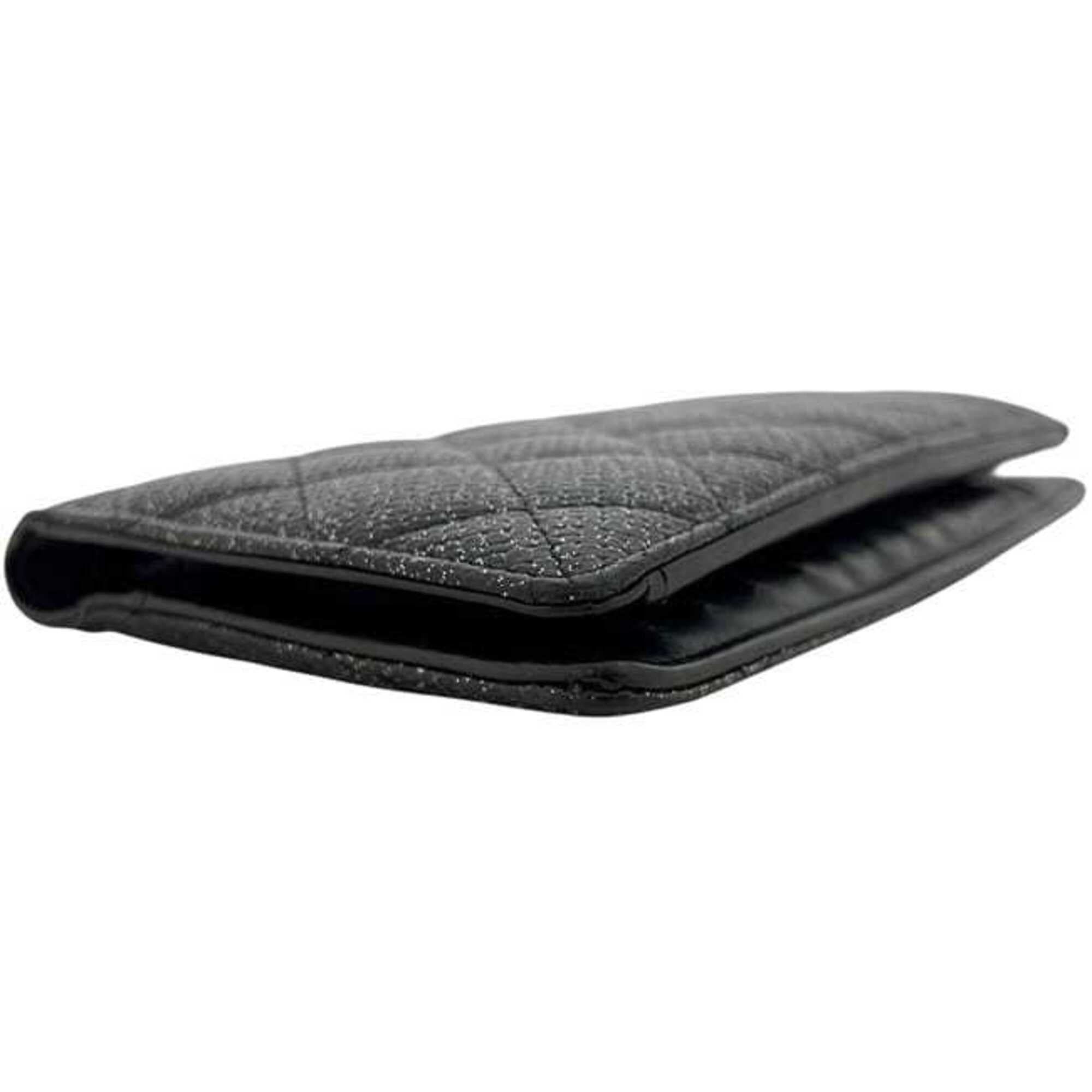 Chanel Chanel bi-fold long wallet, black, glitter, Matelassé, Coco Mark, caviar leather, serial number 19 series. Size ONE SIZE - 10 Thumbnail