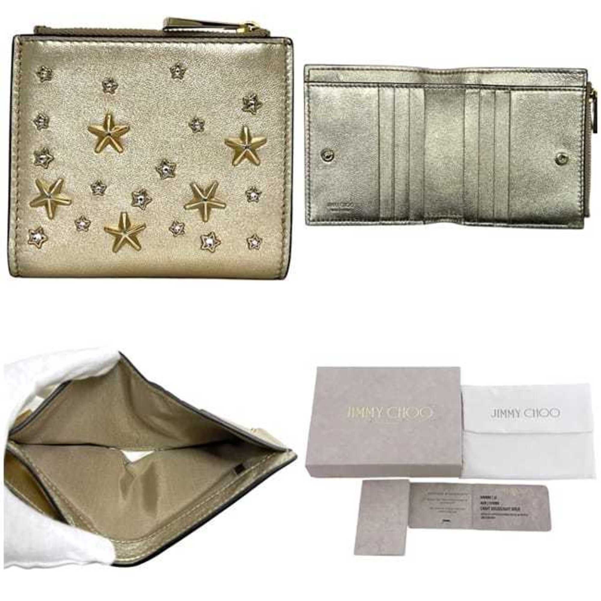 Jimmy Choo Jimmy Choo bi-fold wallet ec-25418 gold HANNI U AUR OO0955 star leather studs JIMMY CHOO Size ONE SIZE - 3 Thumbnail