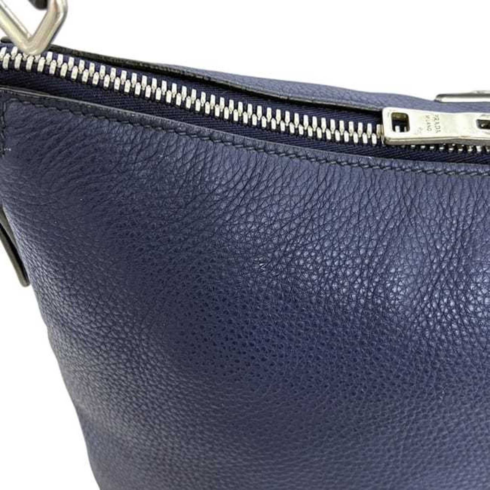 Prada Prada shoulder bag, navy blue, Vitello Daino leather, crossbody, size 14/C. Size ONE SIZE - 6 Thumbnail