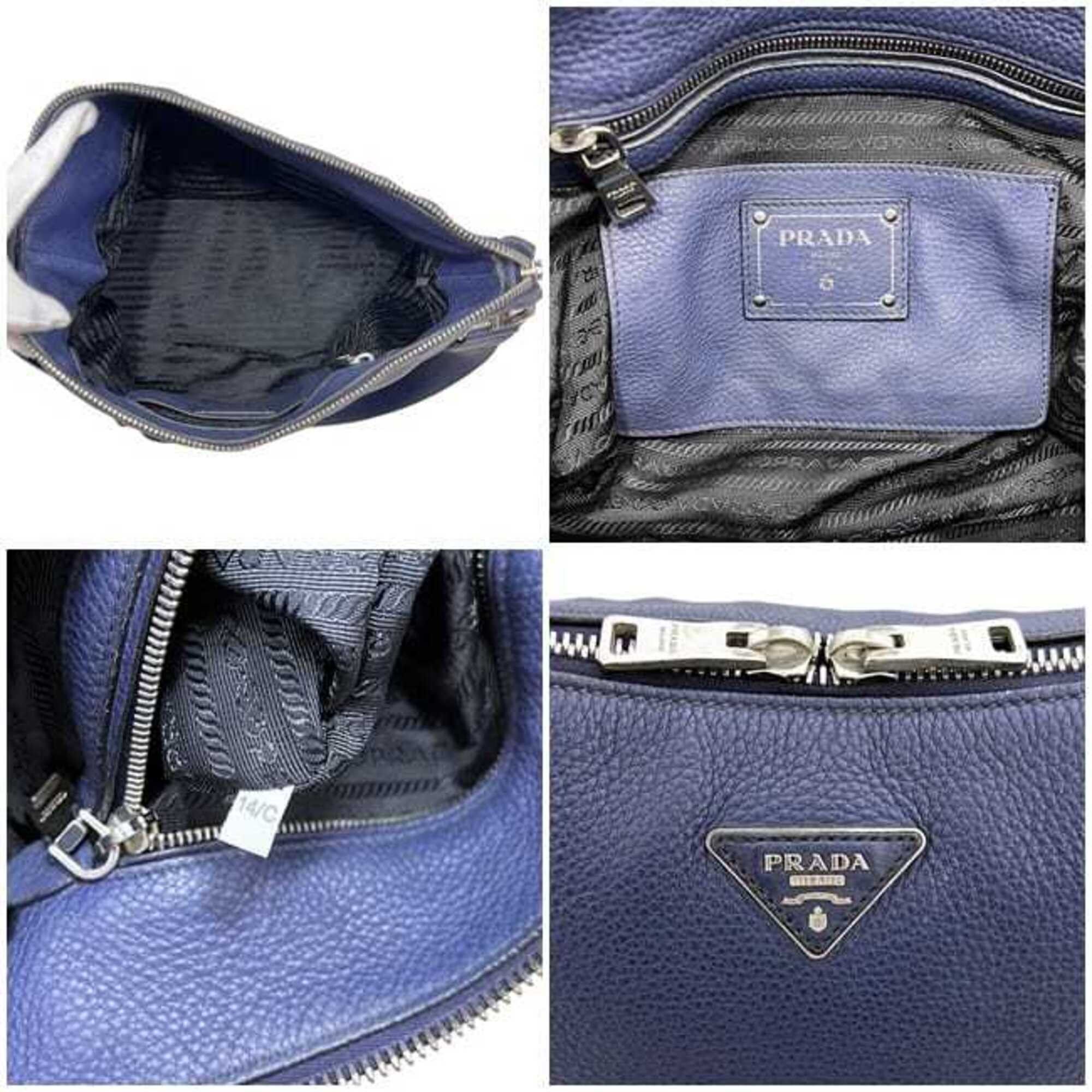 Prada Prada shoulder bag, navy blue, Vitello Daino leather, crossbody, size 14/C. Size ONE SIZE - 4 Thumbnail