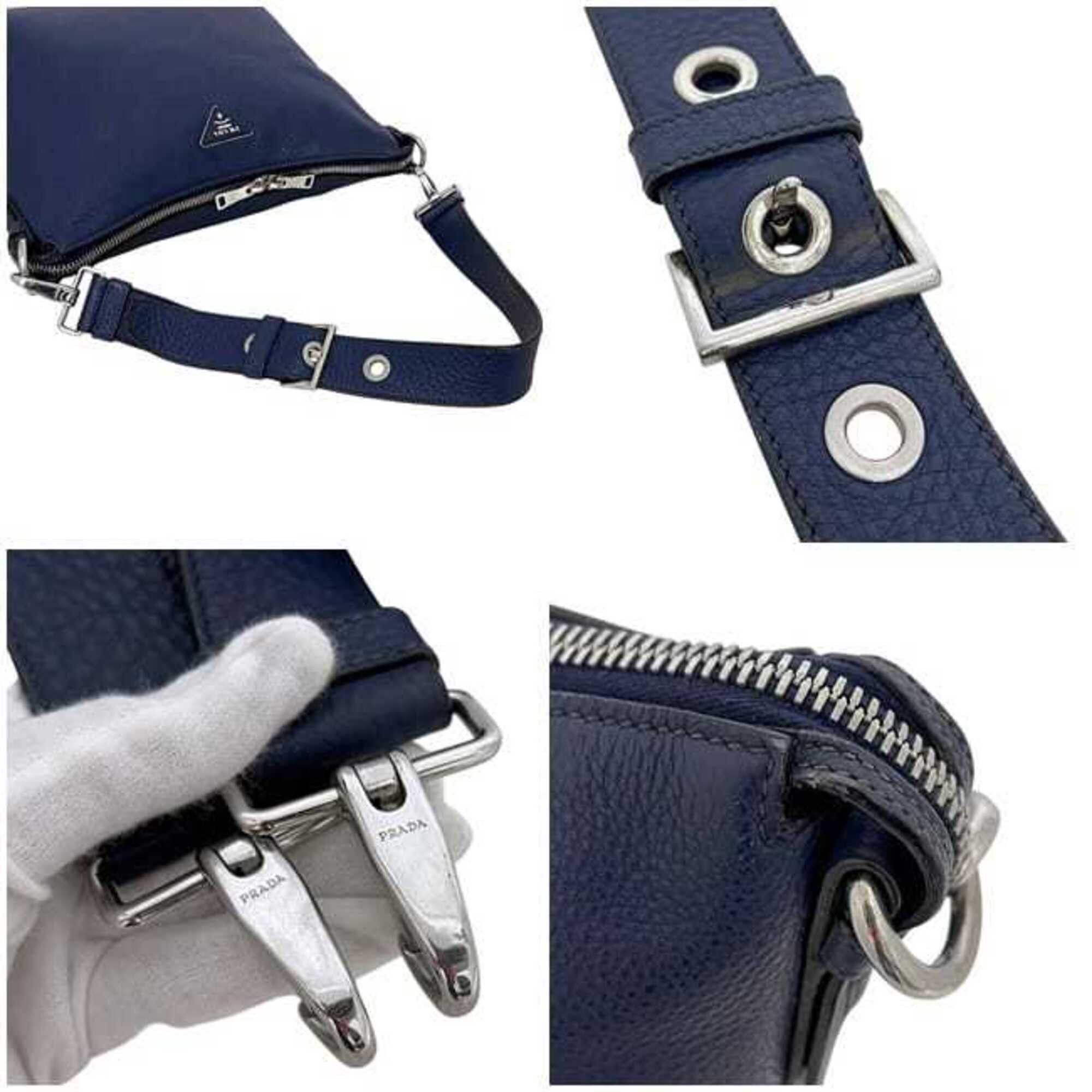 Prada Prada shoulder bag, navy blue, Vitello Daino leather, crossbody, size 14/C. Size ONE SIZE - 11 Thumbnail