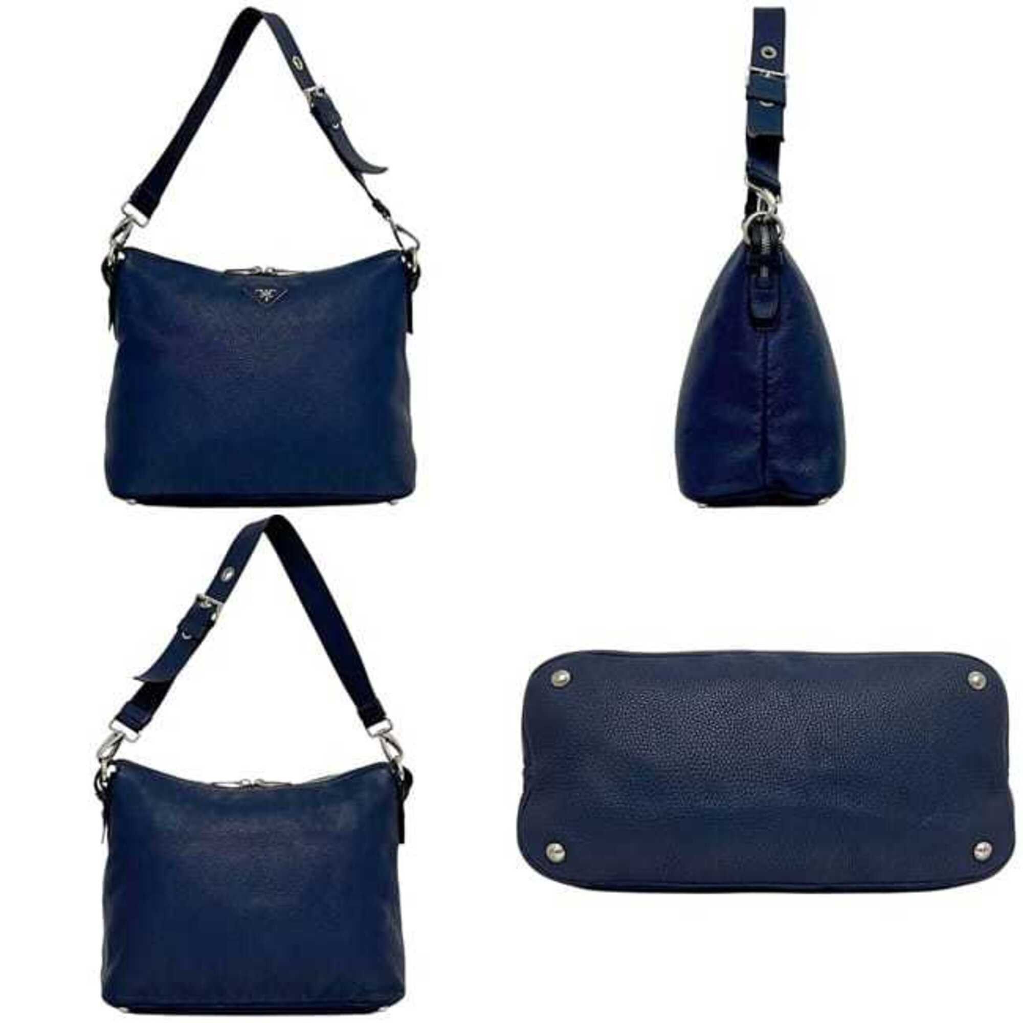 Prada Prada shoulder bag, navy blue, Vitello Daino leather, crossbody, size 14/C. Size ONE SIZE - 3 Thumbnail