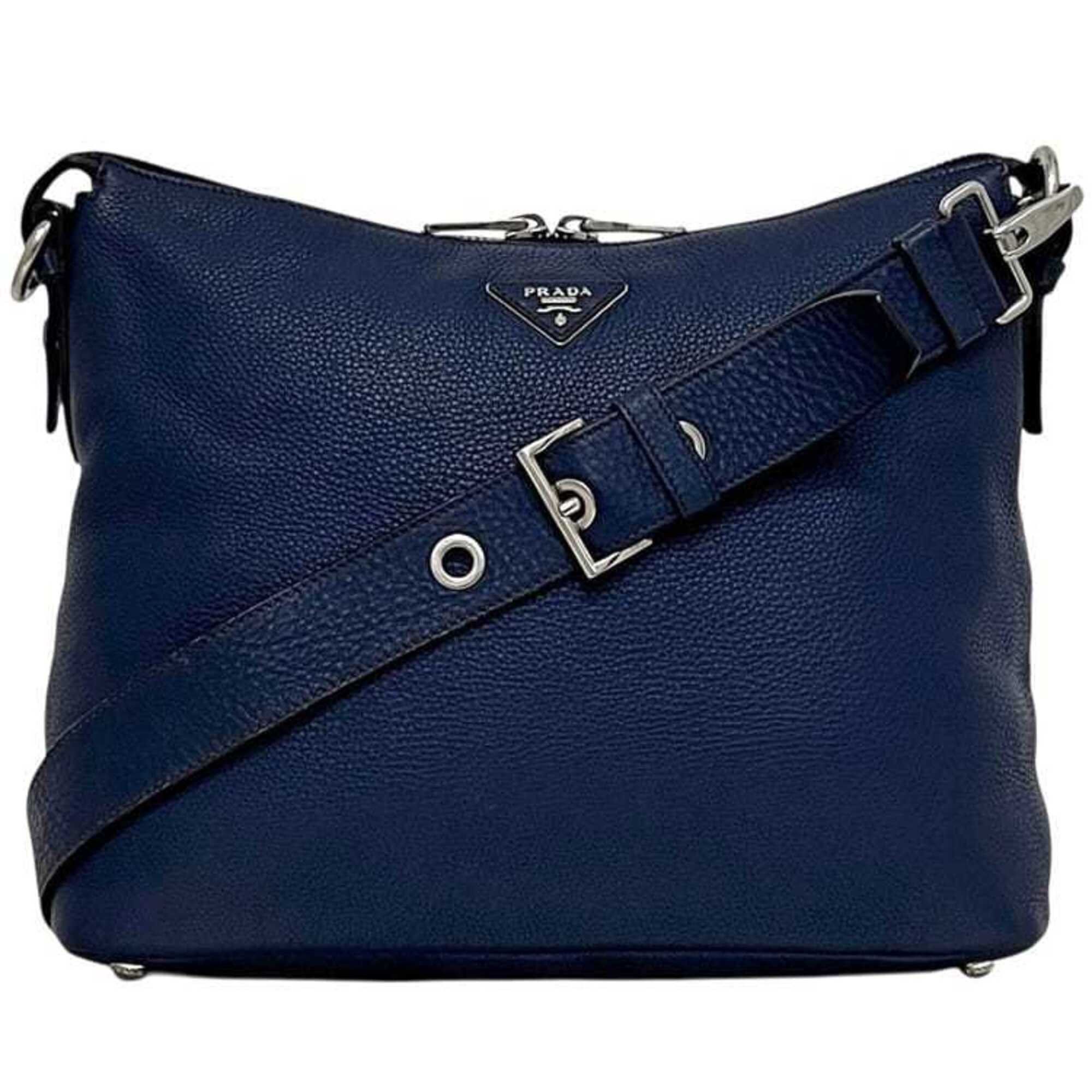Prada Prada shoulder bag, navy blue, Vitello Daino leather, crossbody, size 14/C. Size ONE SIZE - 2 Thumbnail