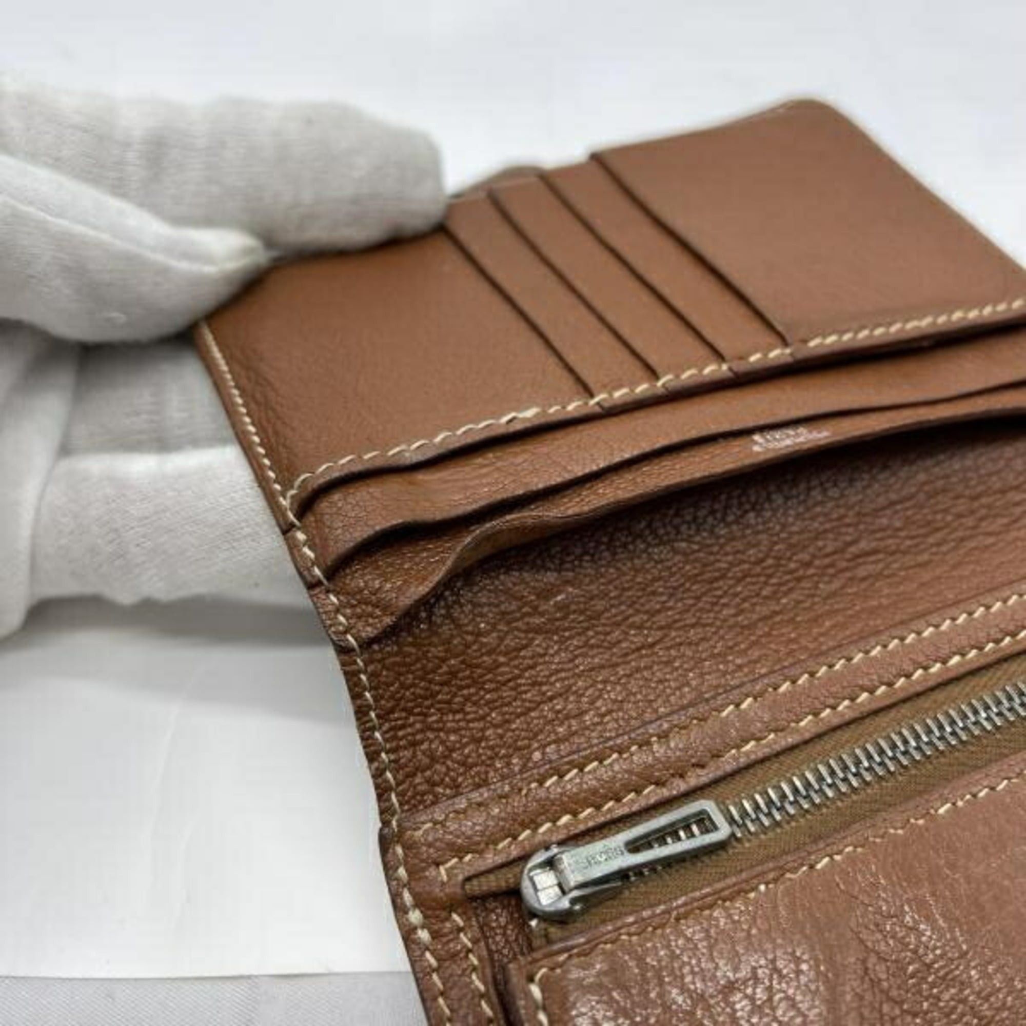 Hermes Hermes Bearn Compact Wallet, Brown, □G stamp Size ONE SIZE - 9 Thumbnail