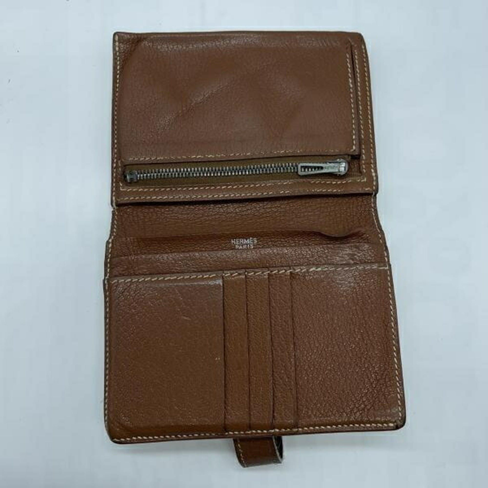 Hermes Hermes Bearn Compact Wallet, Brown, □G stamp Size ONE SIZE - 3 Thumbnail