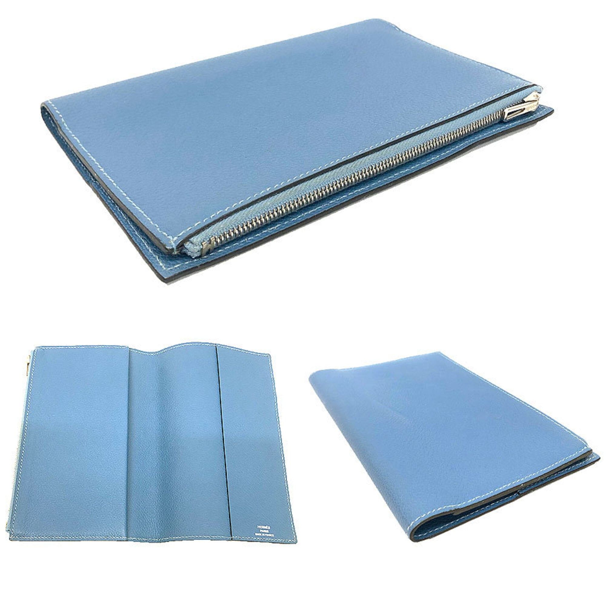 Hermes HERMES Eazip PM Agenda Notebook Cover, Evercolor Blue Size ONE SIZE - 2 Thumbnail