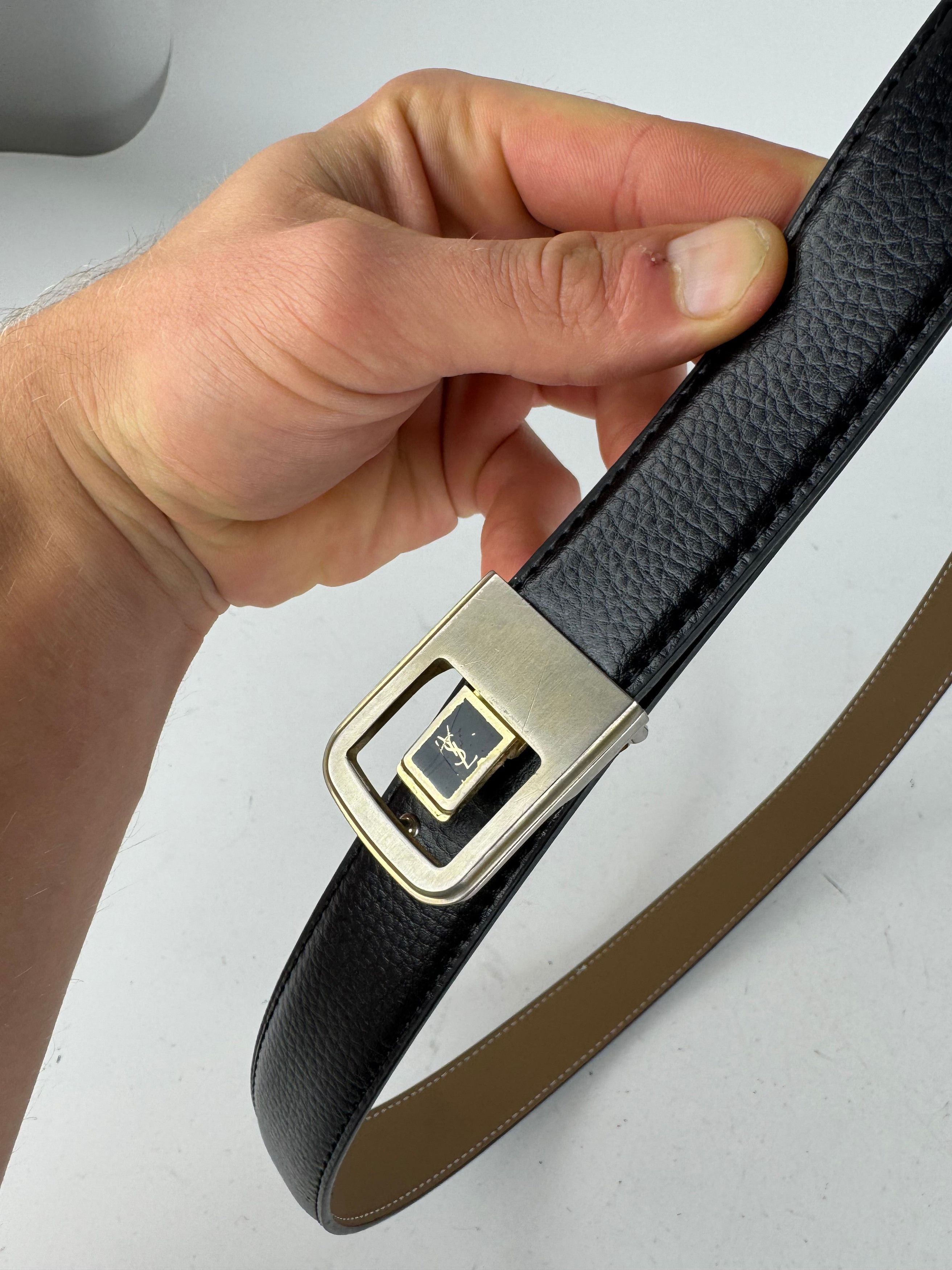 Other Vintage Yves Saint Laurent Leather Belt Black Size ONE SIZE - 2 Thumbnail