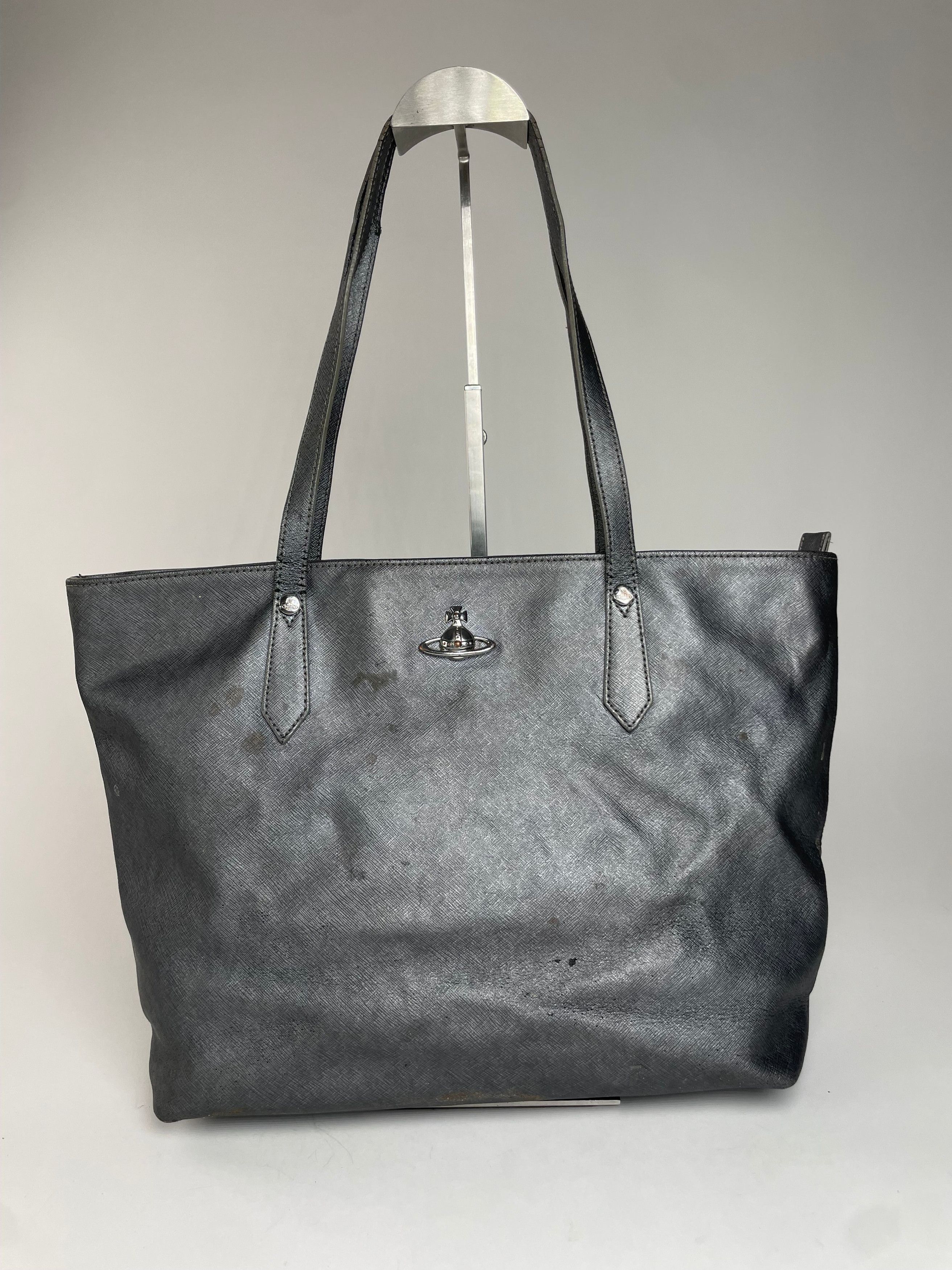 Vivienne Westwood Vintage Leather Handbag Anthracite Size ONE SIZE - 13 Thumbnail