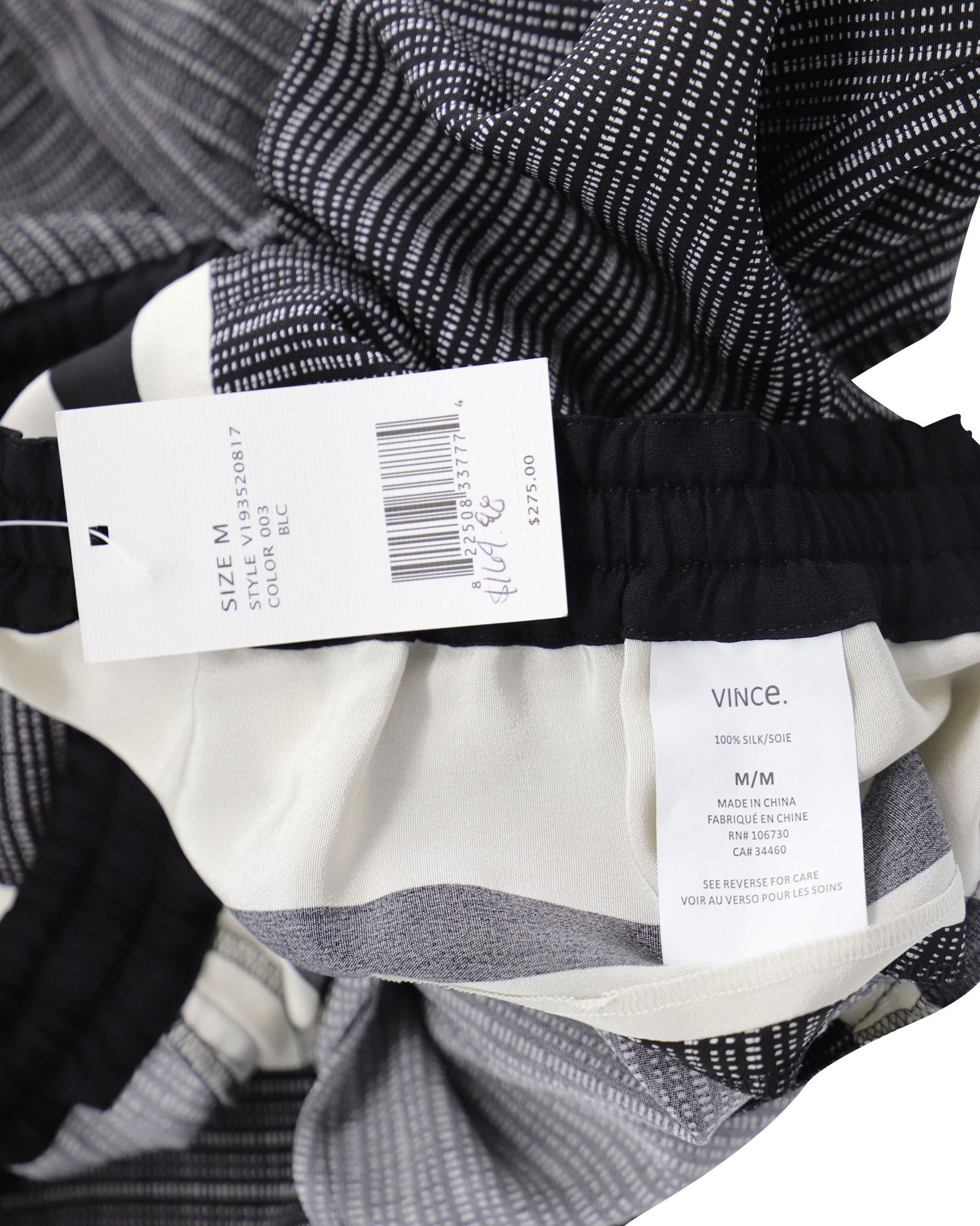 Vince Vince Checked Drawstring Pants in Black Silk Size 25" / US 0 / IT 36 - 4 Thumbnail