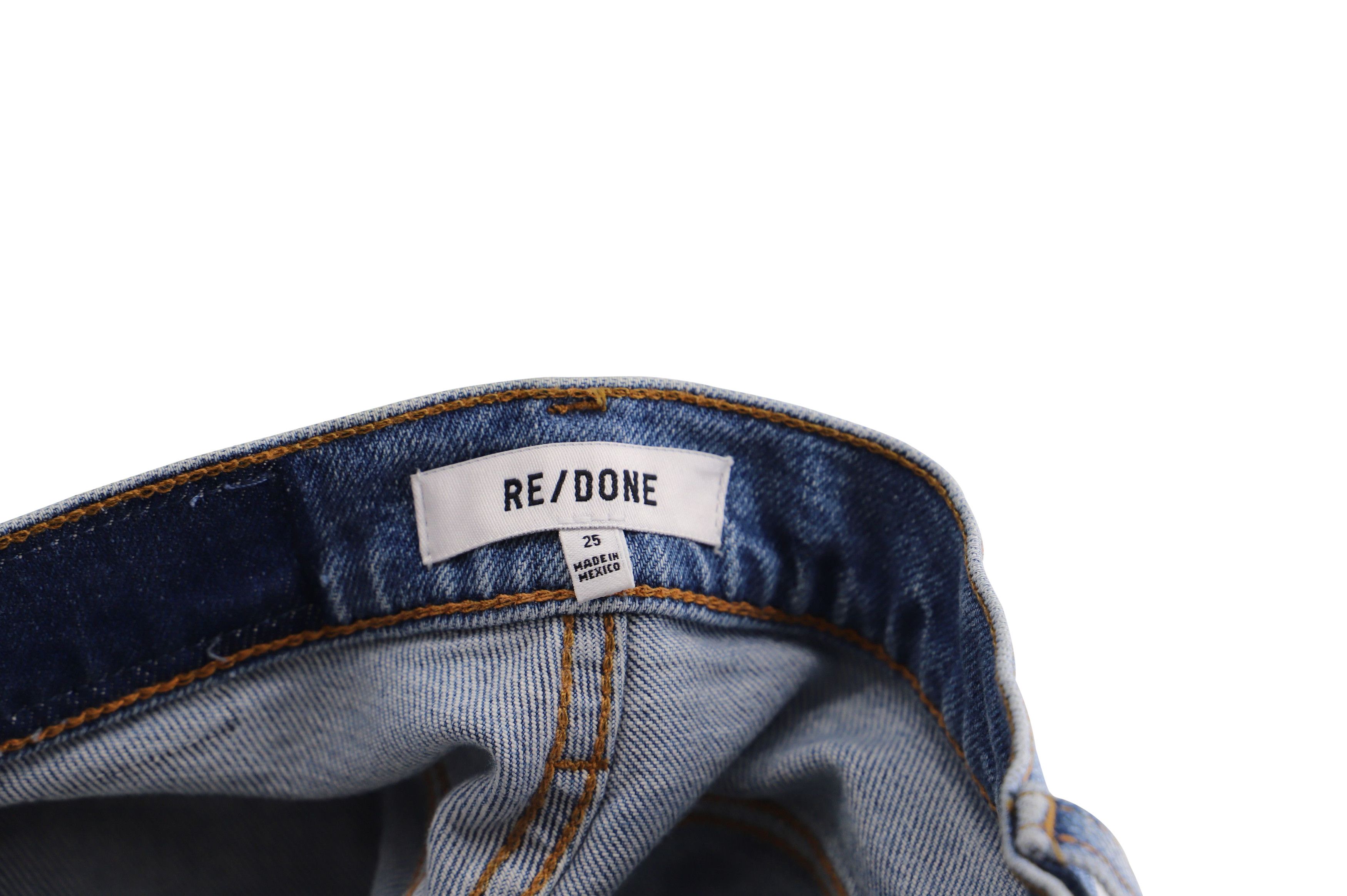 RE/DONE Redone Cropped Distressed Straight Jeans in Blue Denim Size 25" / US 0 / IT 36 - 3 Thumbnail