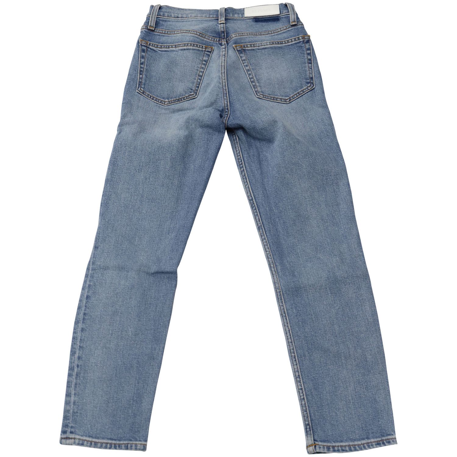 RE/DONE Redone Cropped Distressed Straight Jeans in Blue Denim Size 25" / US 0 / IT 36 - 2 Thumbnail