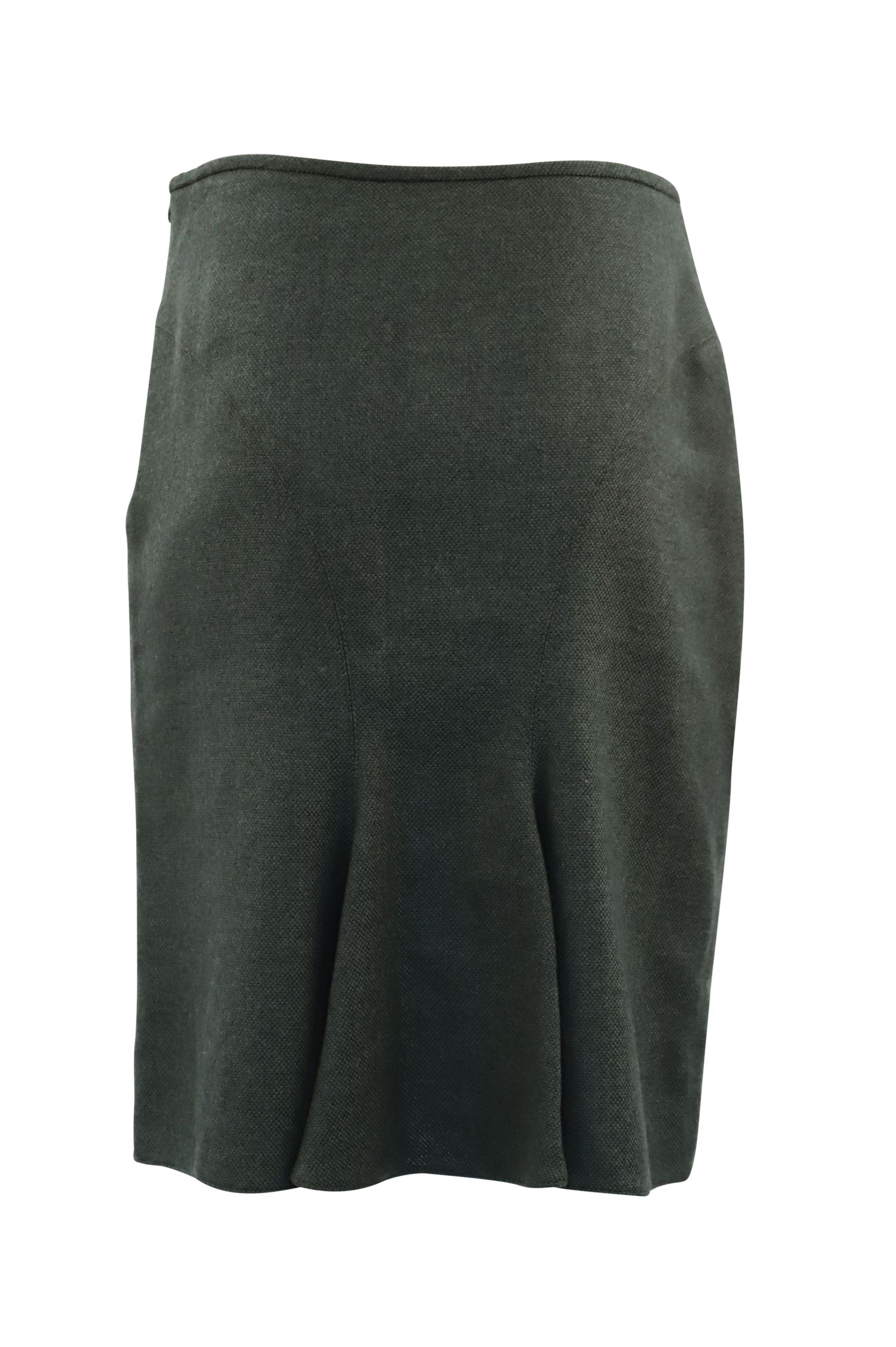 Armani Armani Pencil Skirt in Green Wool Size 25" / US 0 / IT 36 - 2 Thumbnail